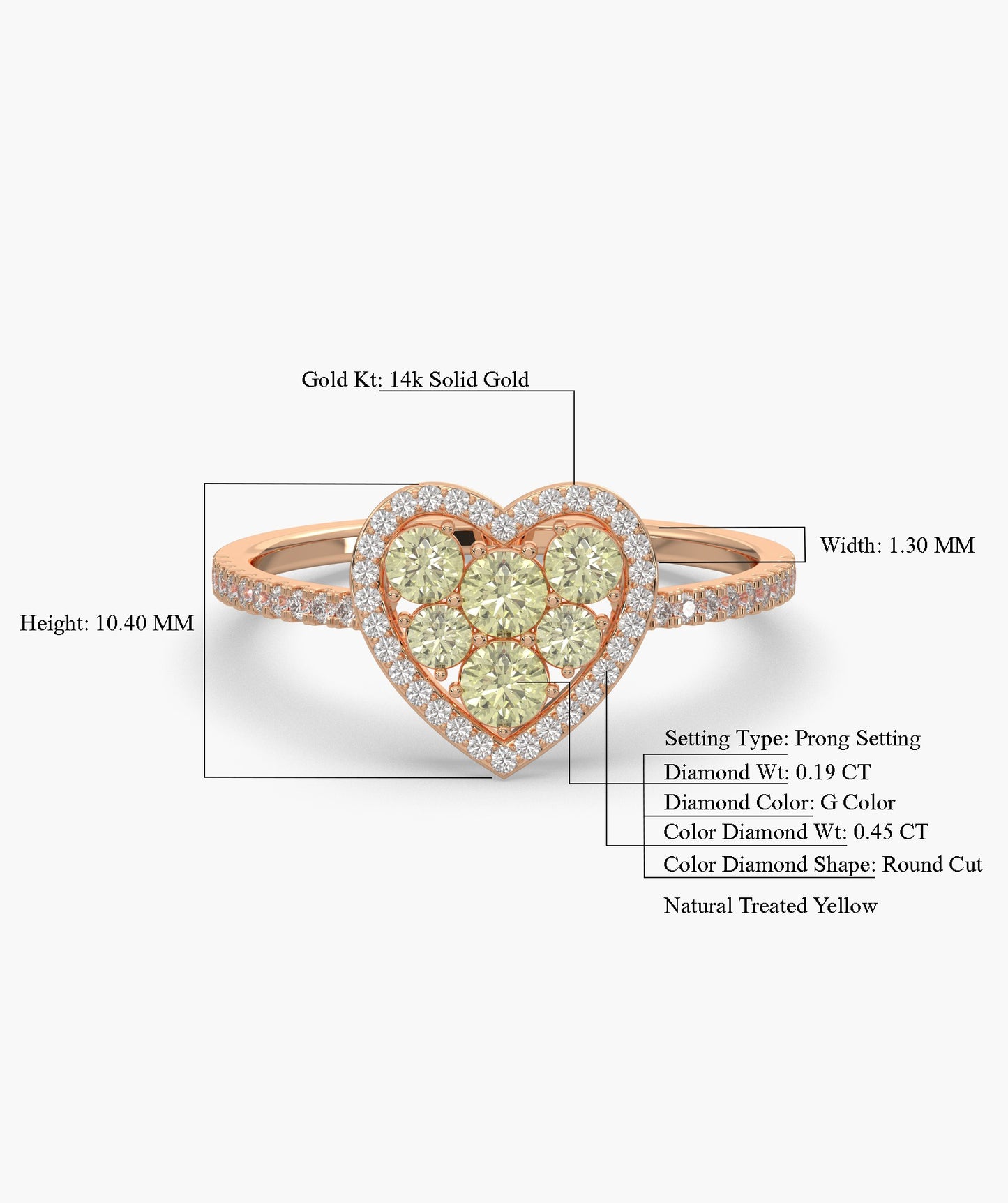 Yellow Diamond Heart Halo Ring