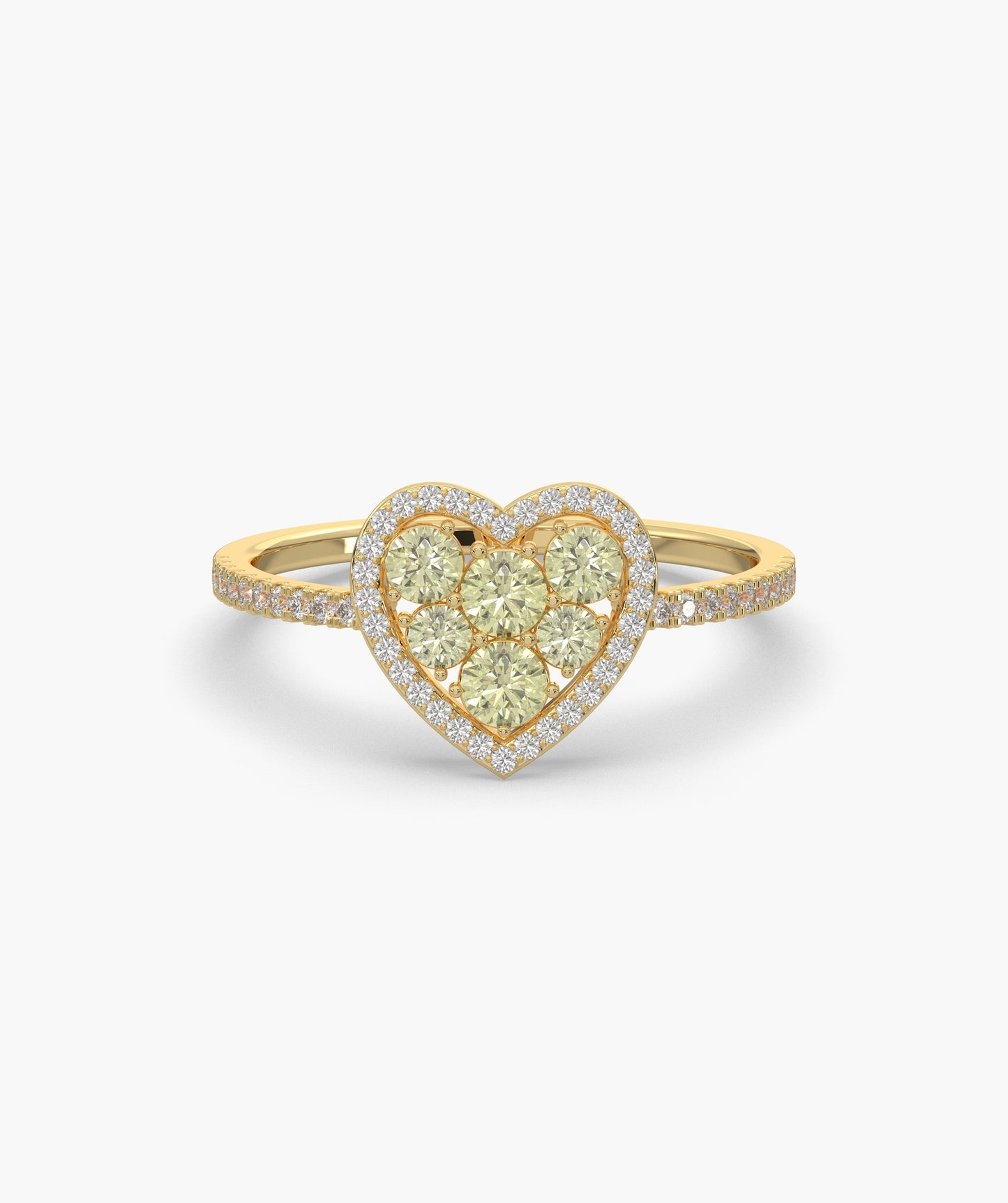 Yellow Diamond Heart Halo Ring