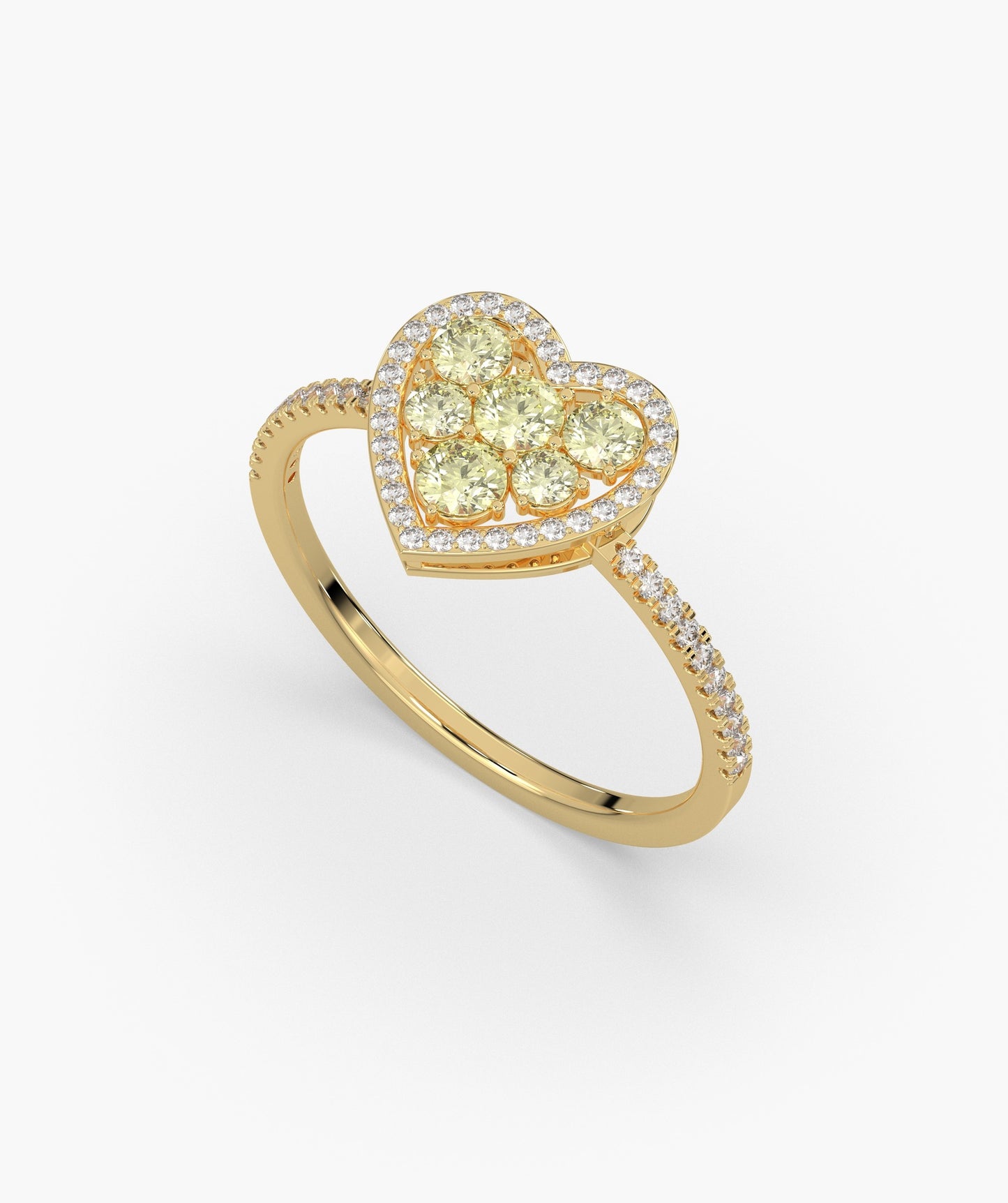 Yellow Diamond Heart Halo Ring