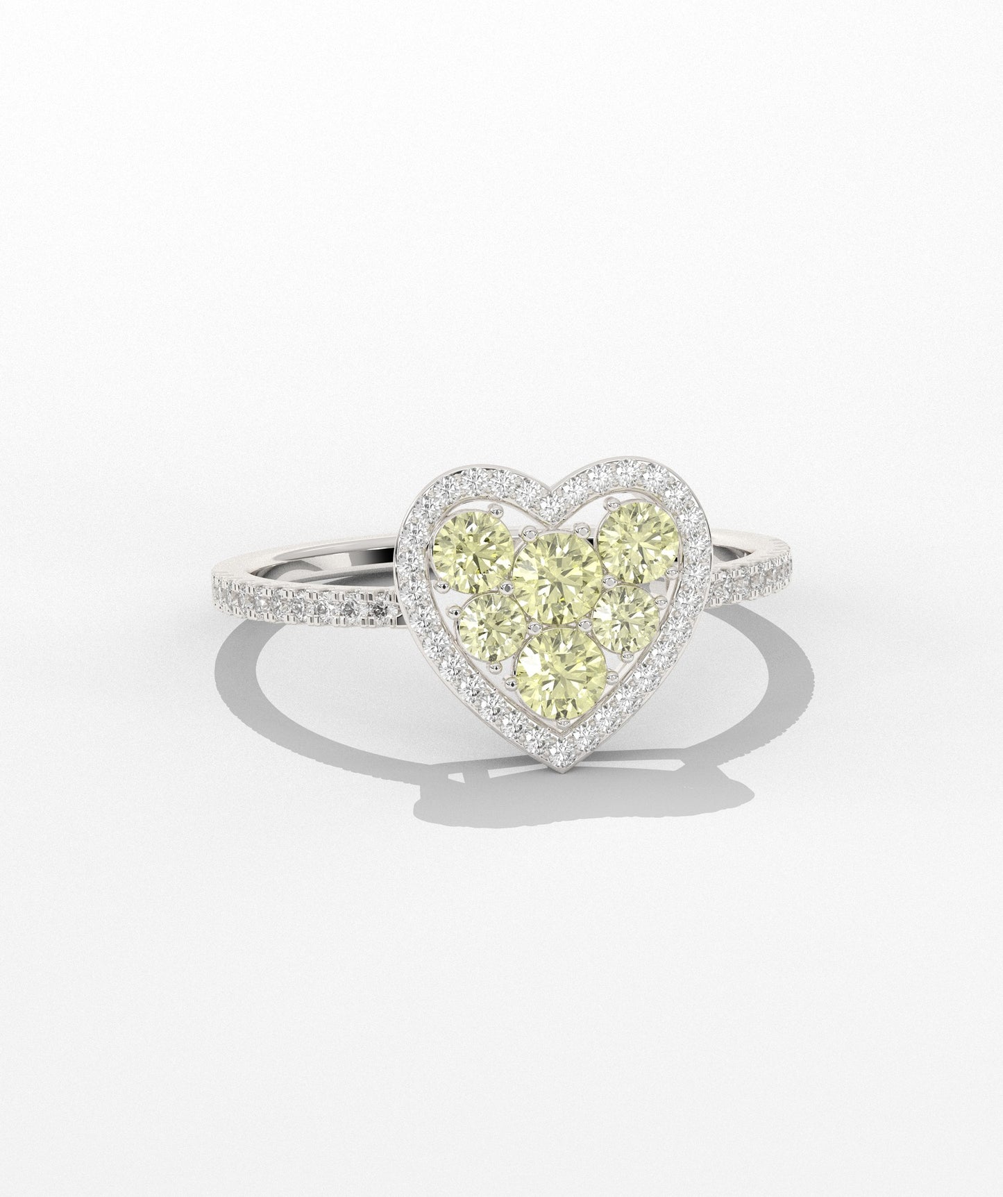 Yellow Diamond Heart Halo Ring