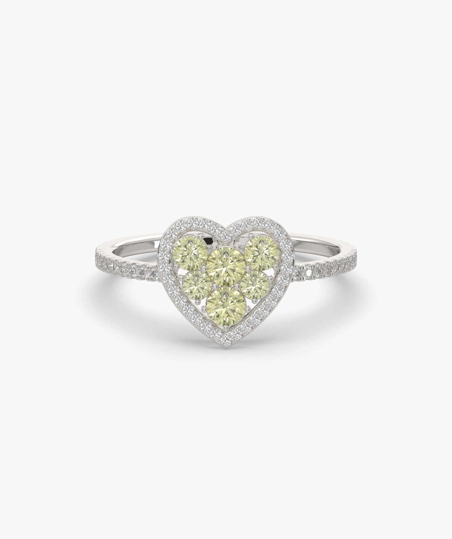 Yellow Diamond Heart Halo Ring