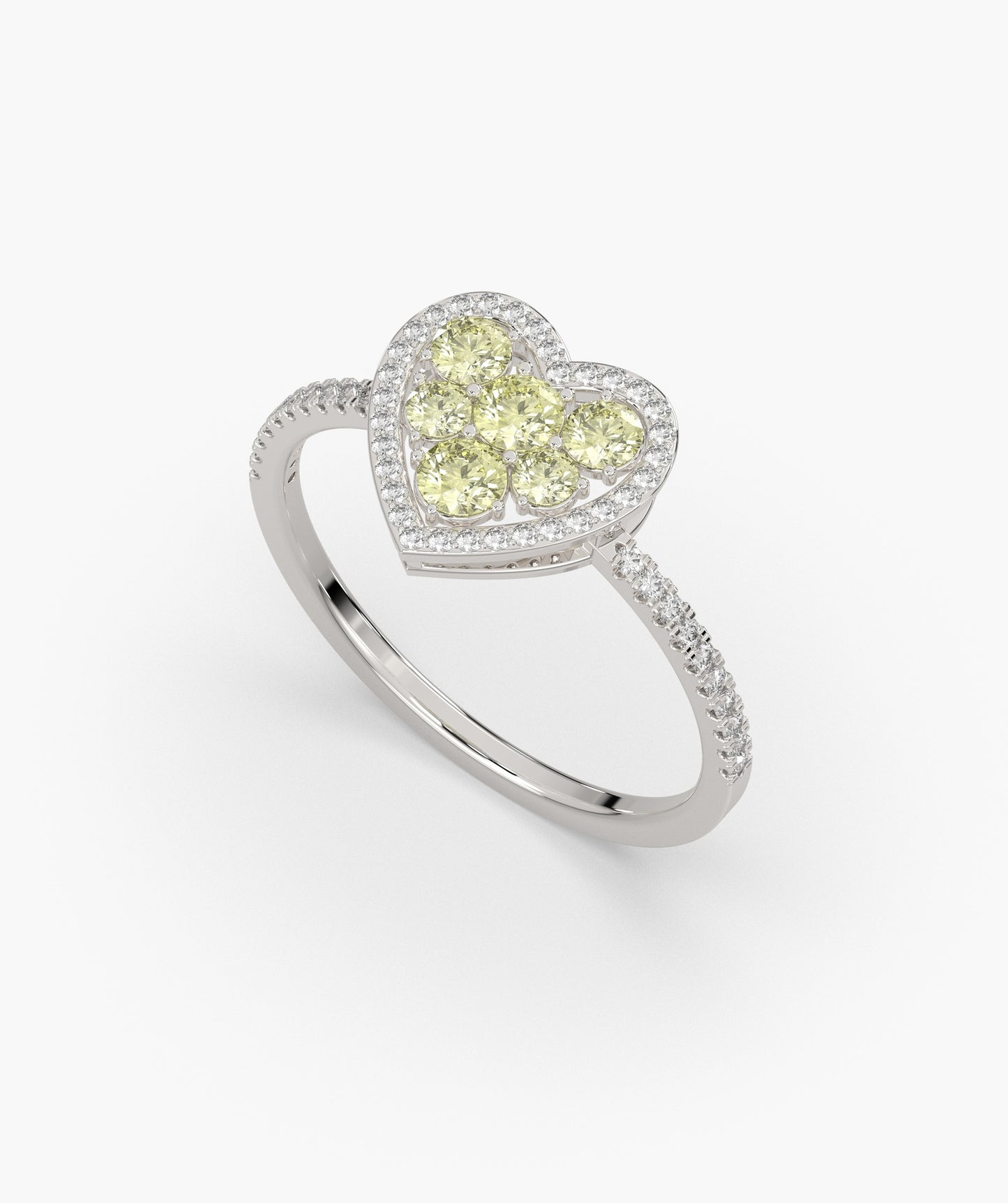 Yellow Diamond Heart Halo Ring