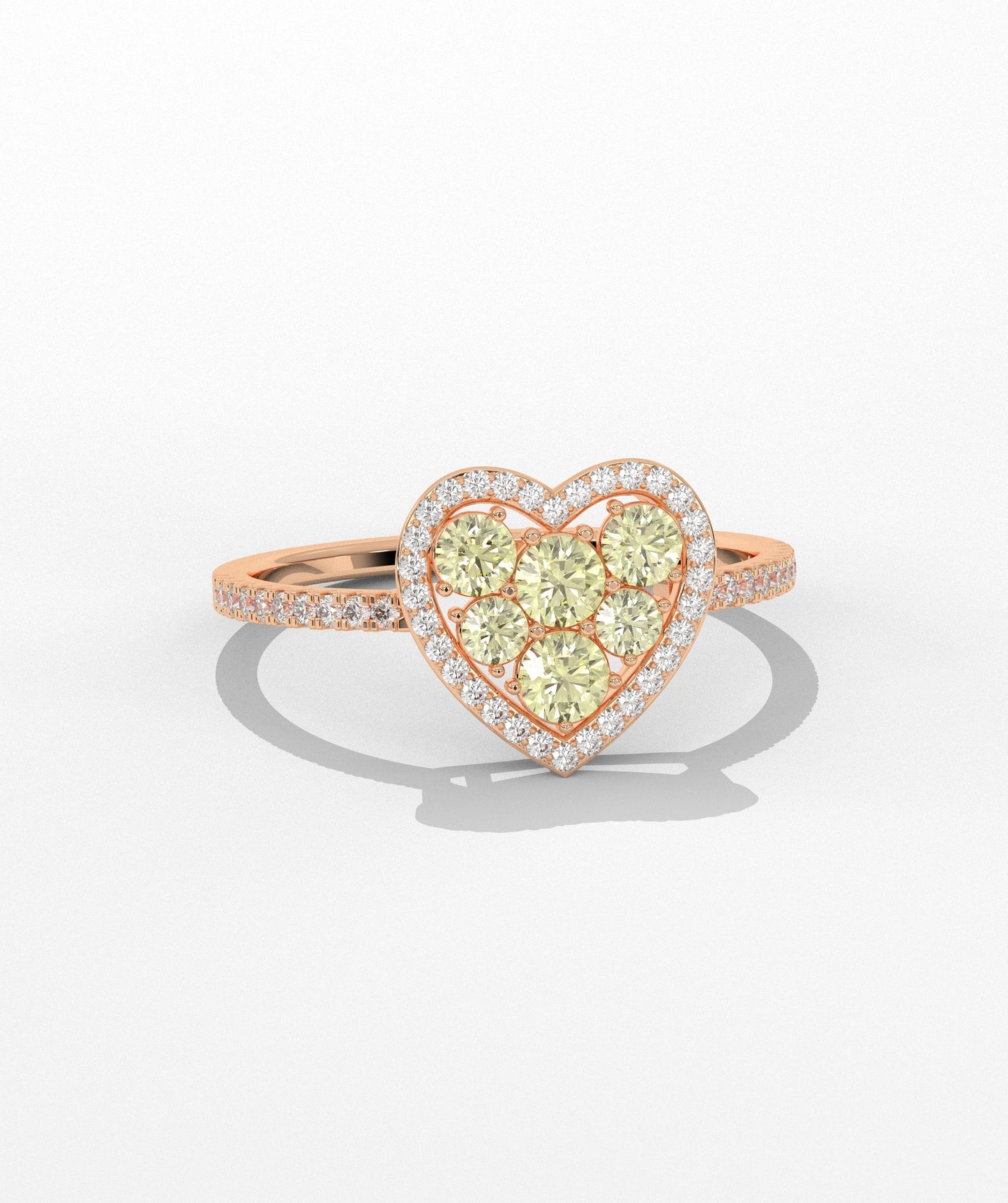 Yellow Diamond Heart Halo Ring