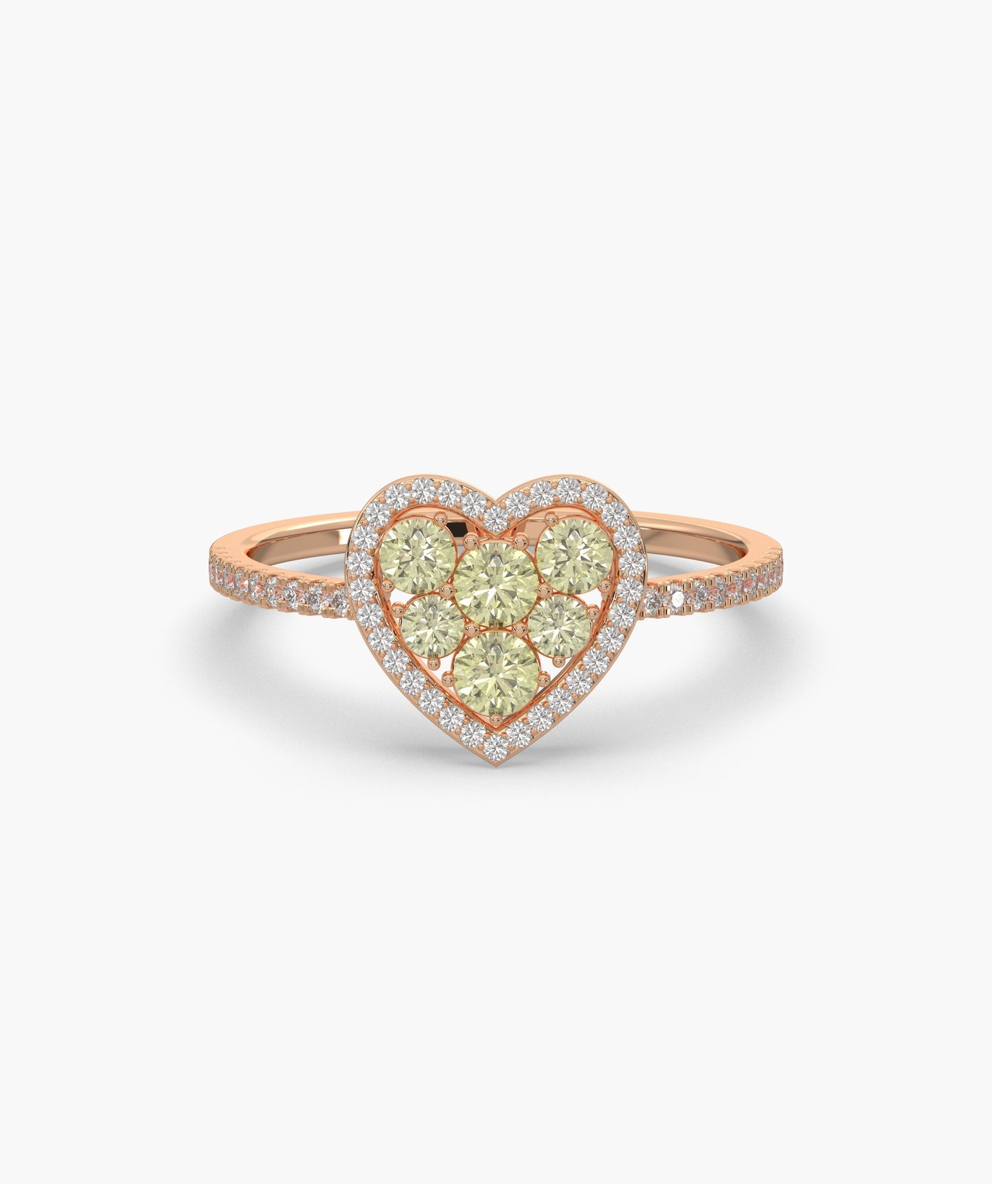 Yellow Diamond Heart Halo Ring