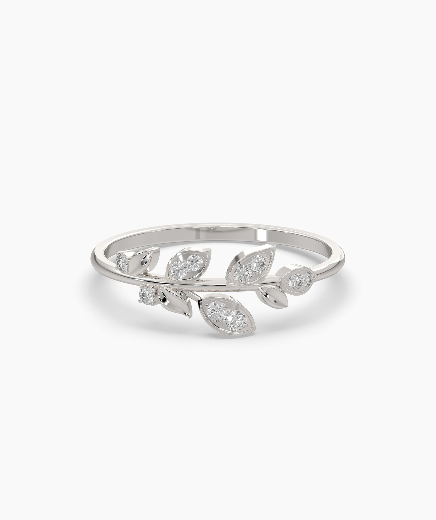 14K Gold Diamond Leaf Ring