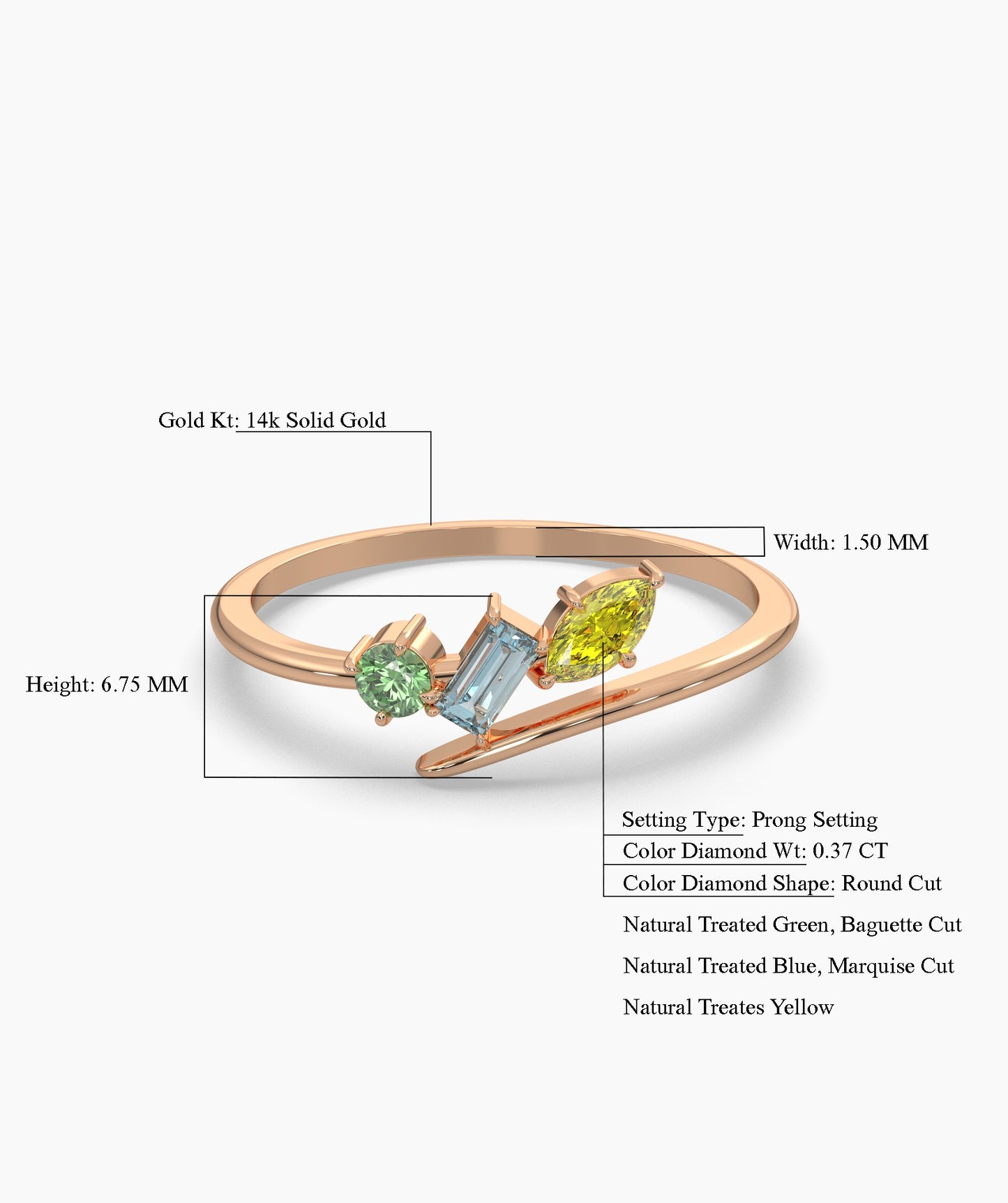 Trio Gem Swirl Design Ring