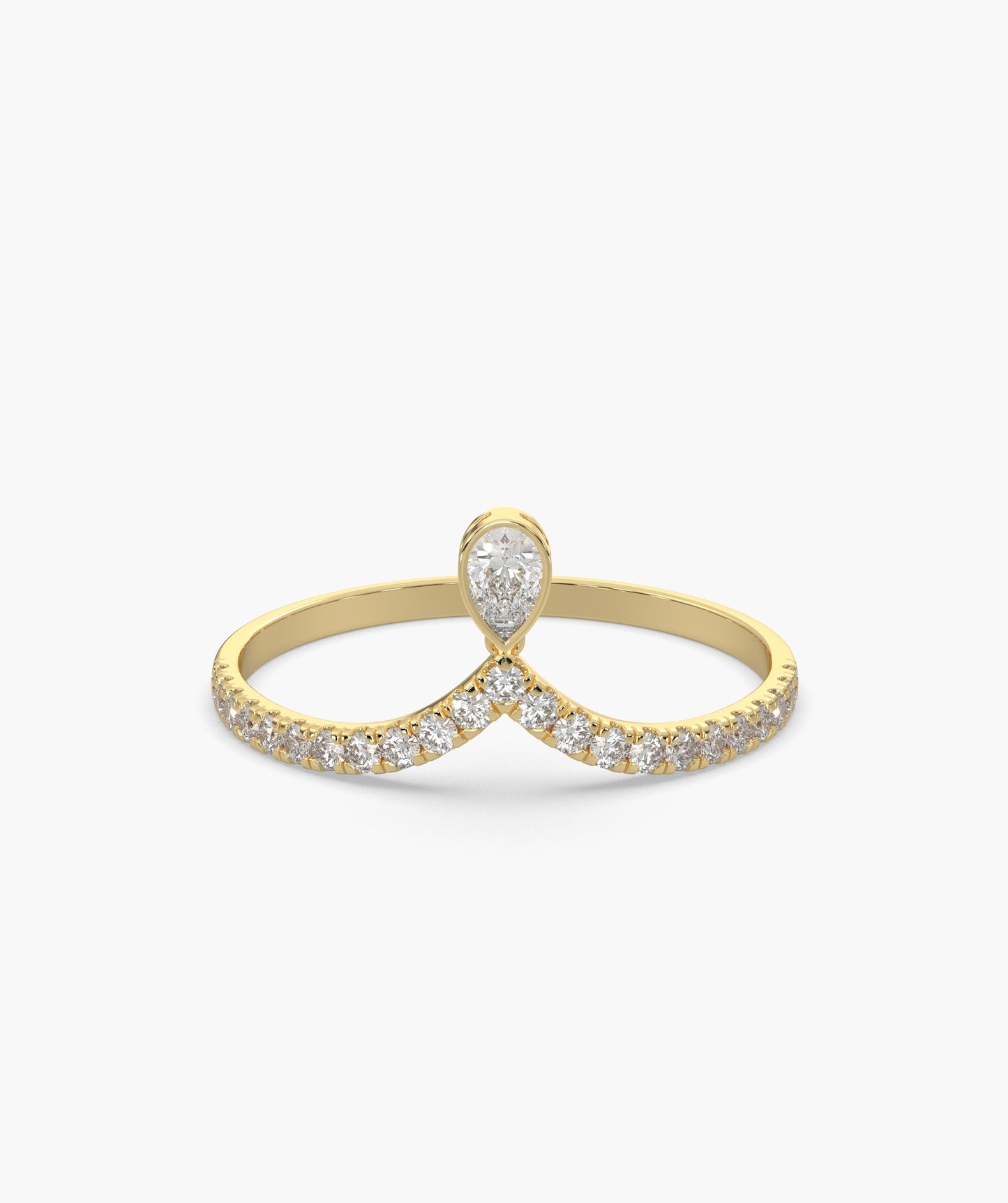 14K Gold Pear Diamond Pave Ring
