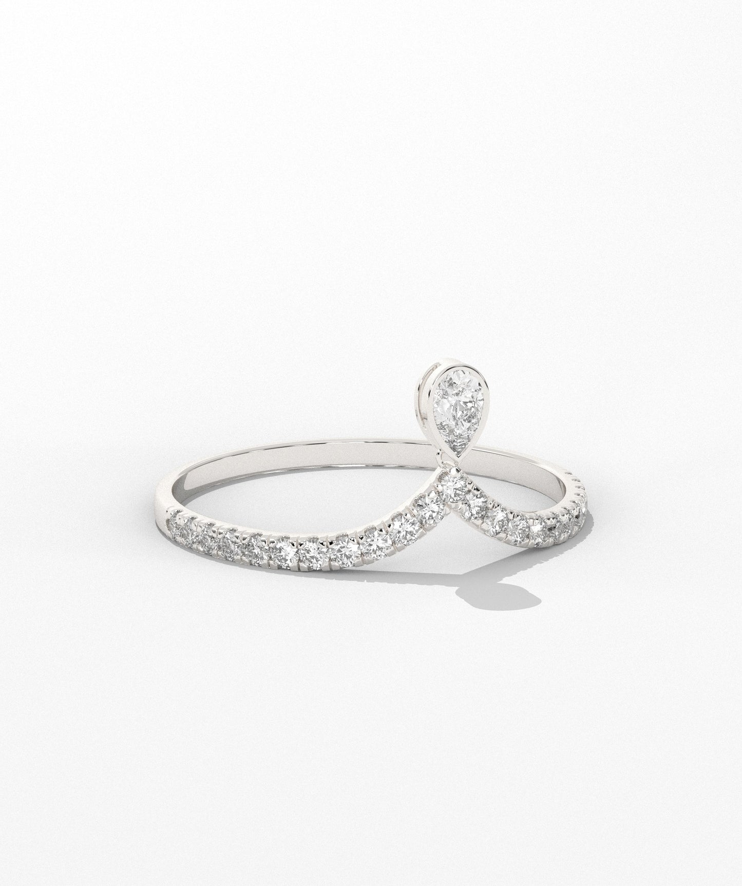 14K Gold Pear Diamond Pave Ring