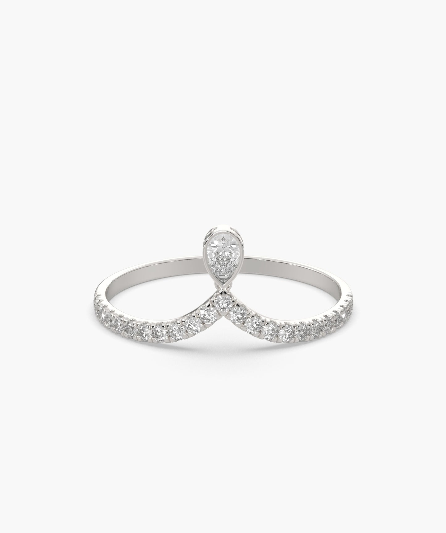 14K Gold Pear Diamond Pave Ring