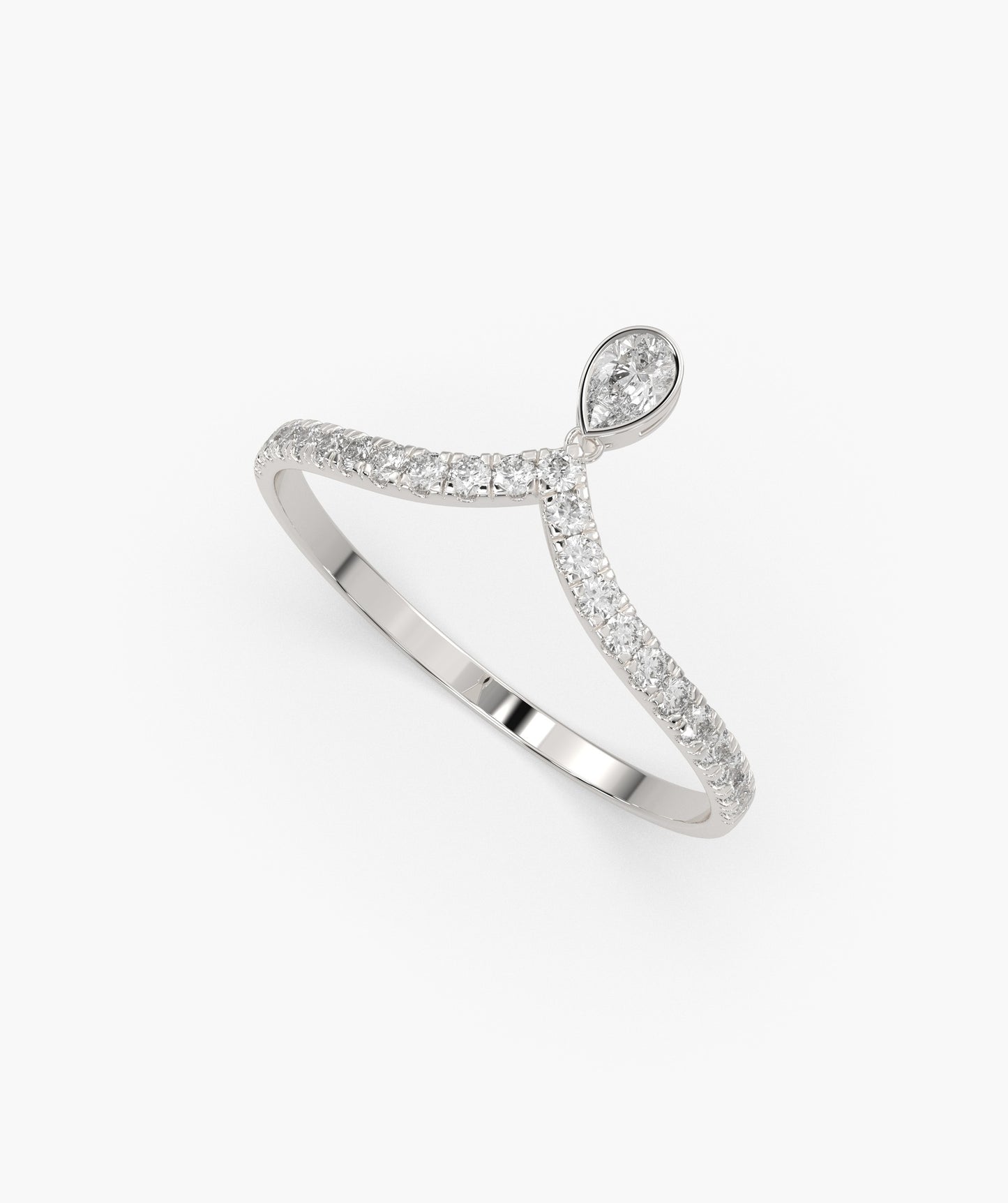 14K Gold Pear Diamond Pave Ring