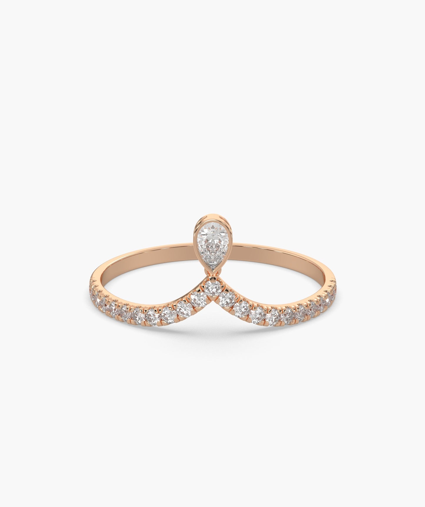 14K Gold Pear Diamond Pave Ring