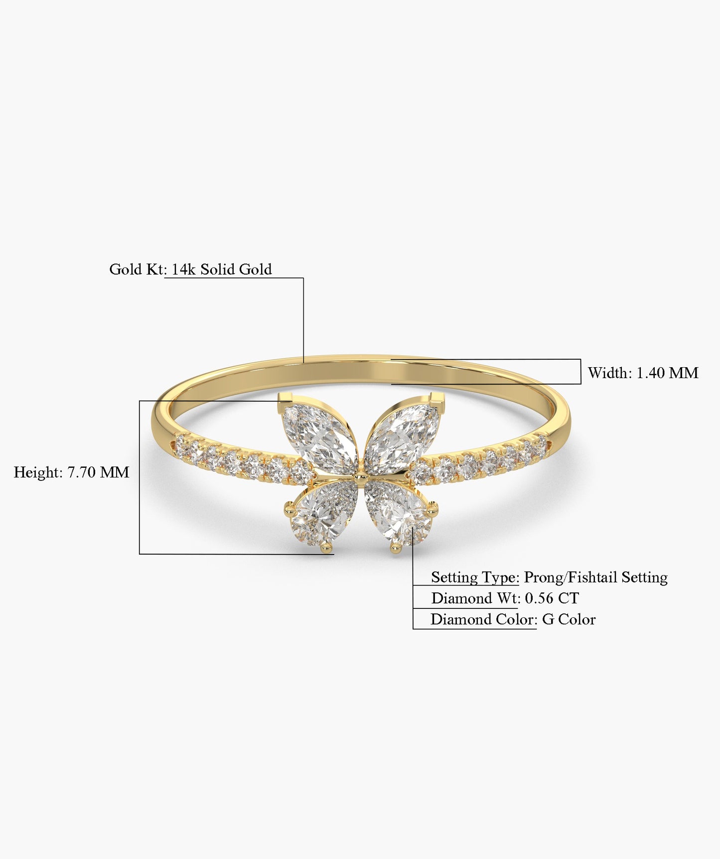 Butterfly Diamond Accent Ring