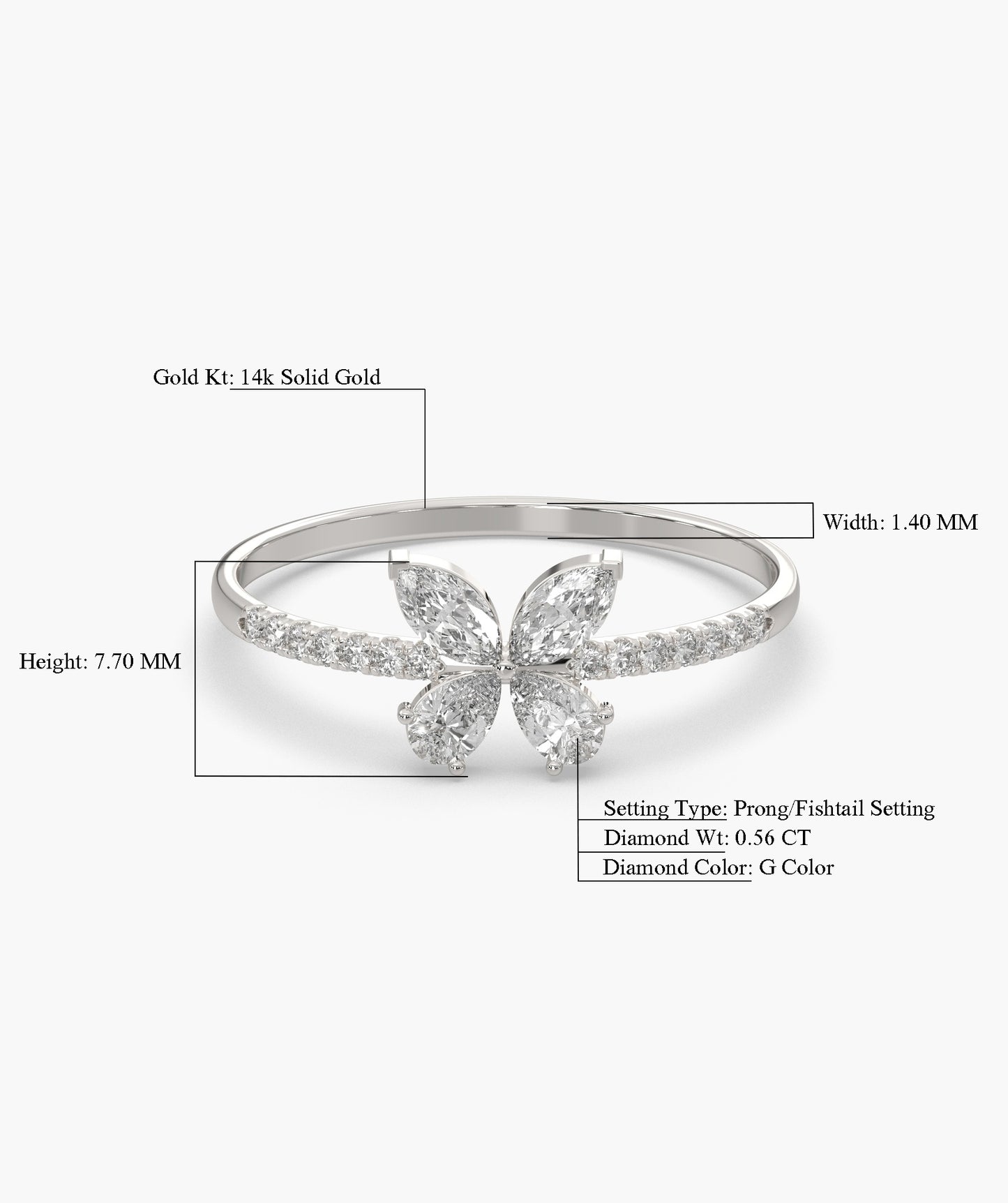 Butterfly Diamond Accent Ring