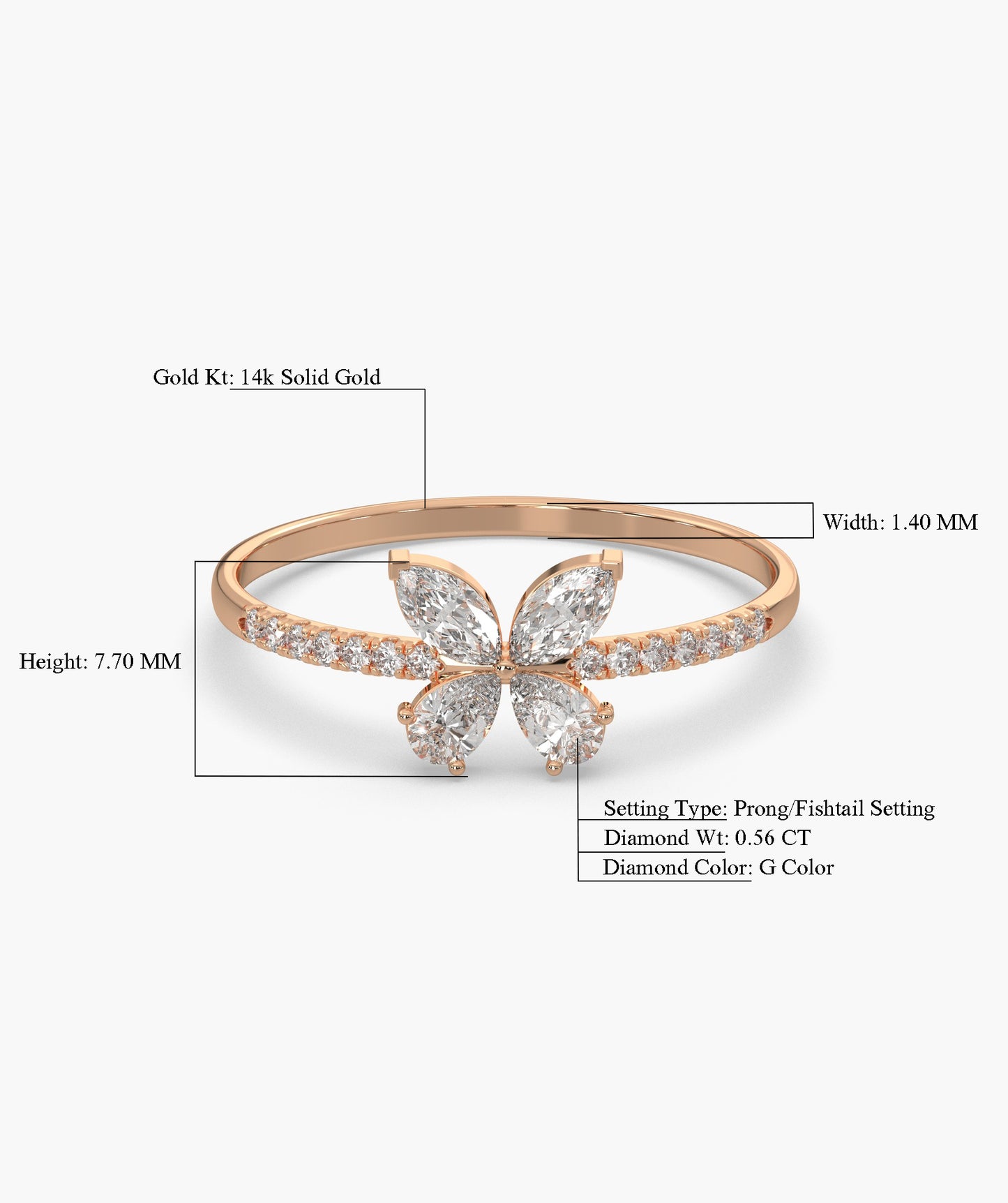 Butterfly Diamond Accent Ring