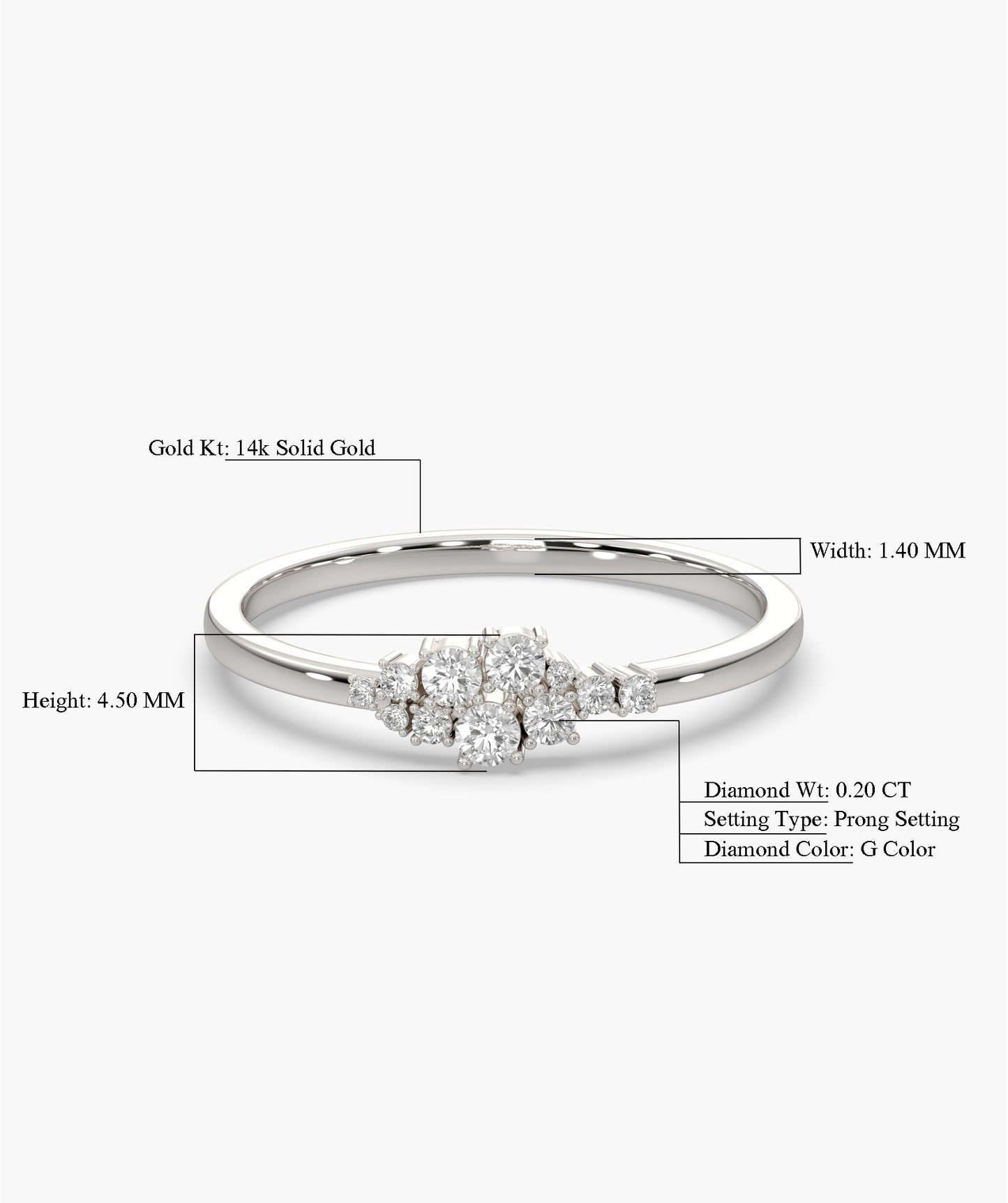 Cluster Diamond Tapered Ring