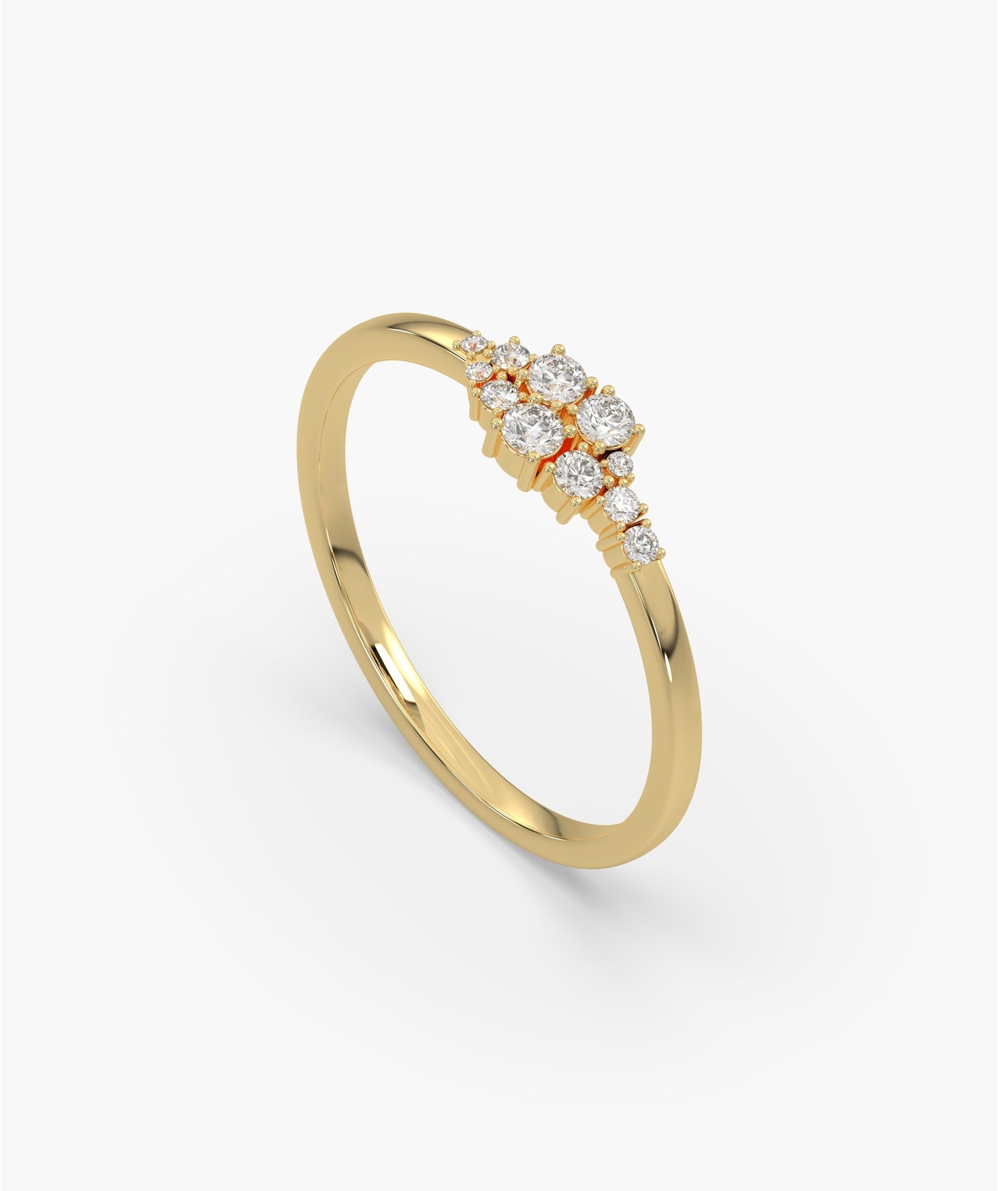 Cluster Diamond Tapered Ring