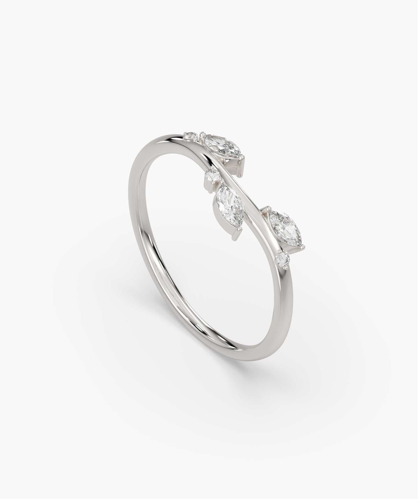Leaf-Inspired Pear Diamond Ring
