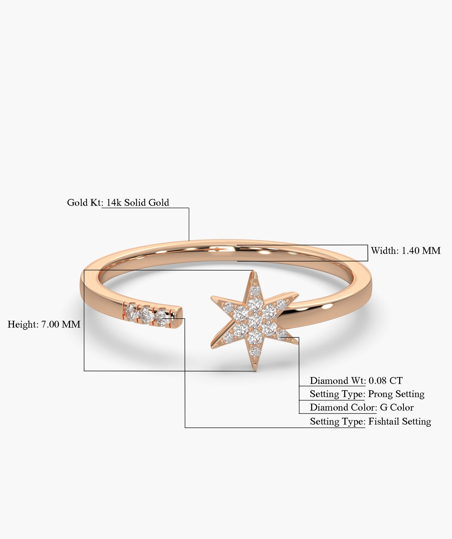 Open Star Diamond Ring
