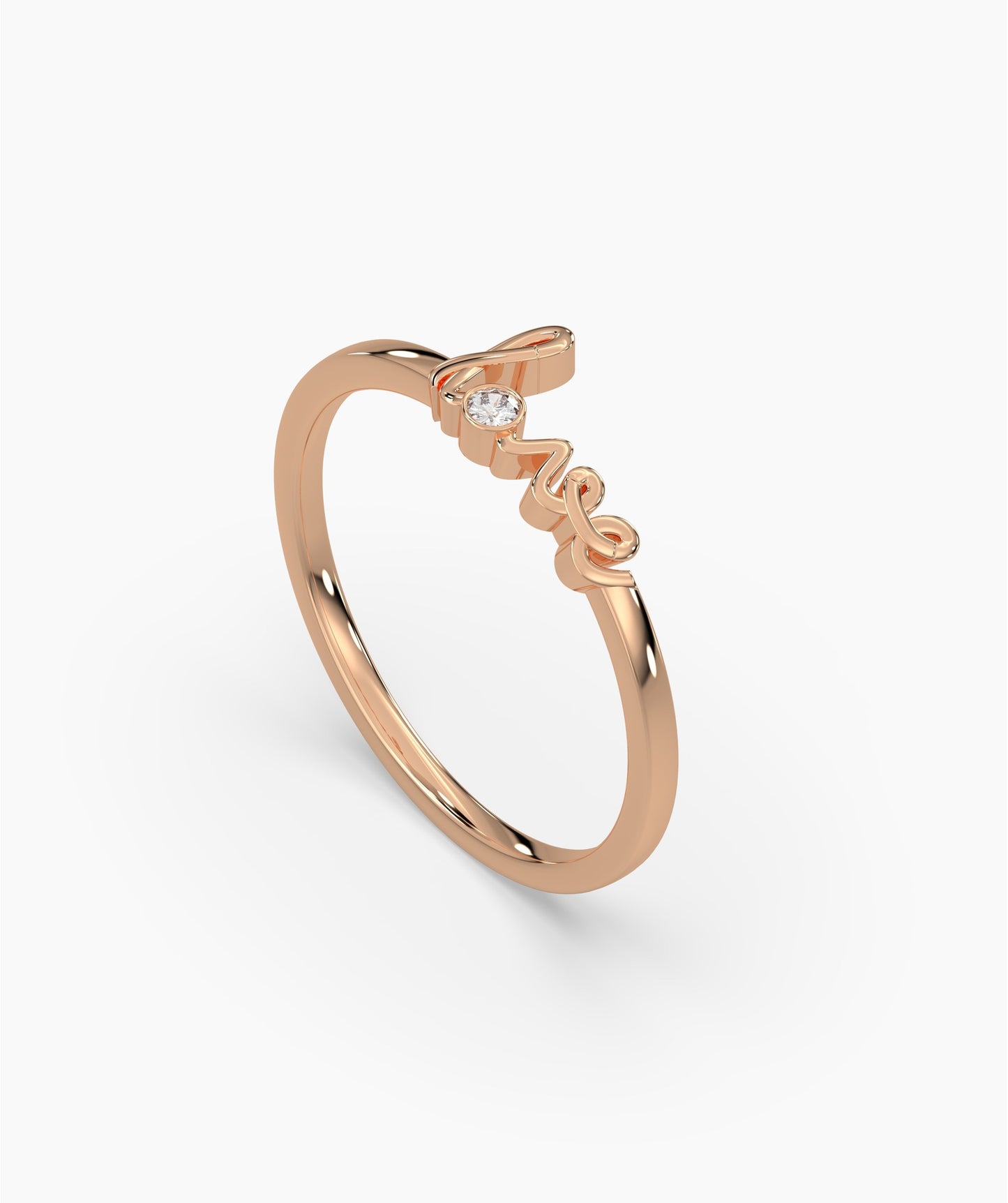 Love Script Diamond Ring