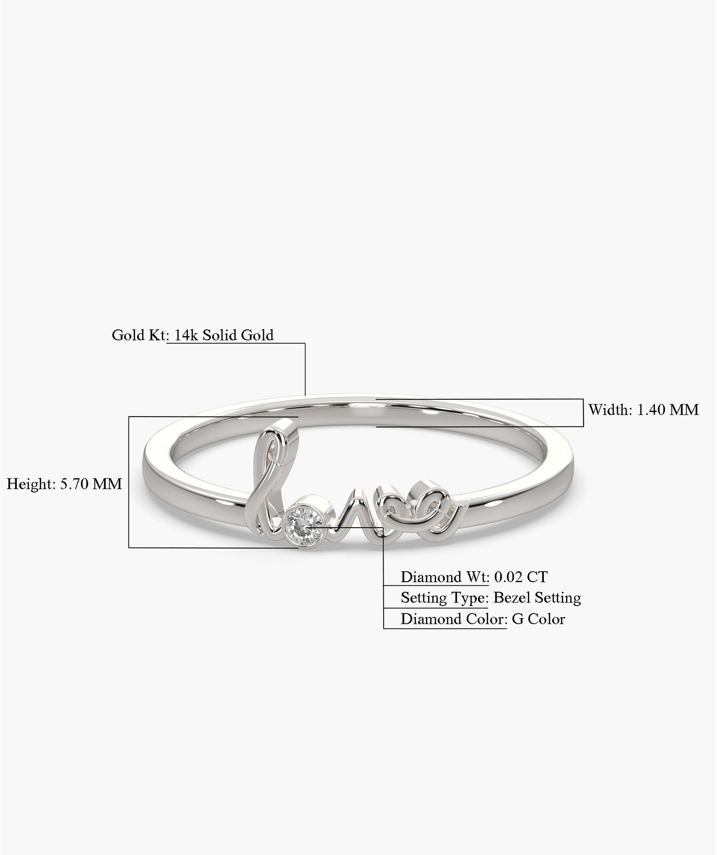Love Script Diamond Ring