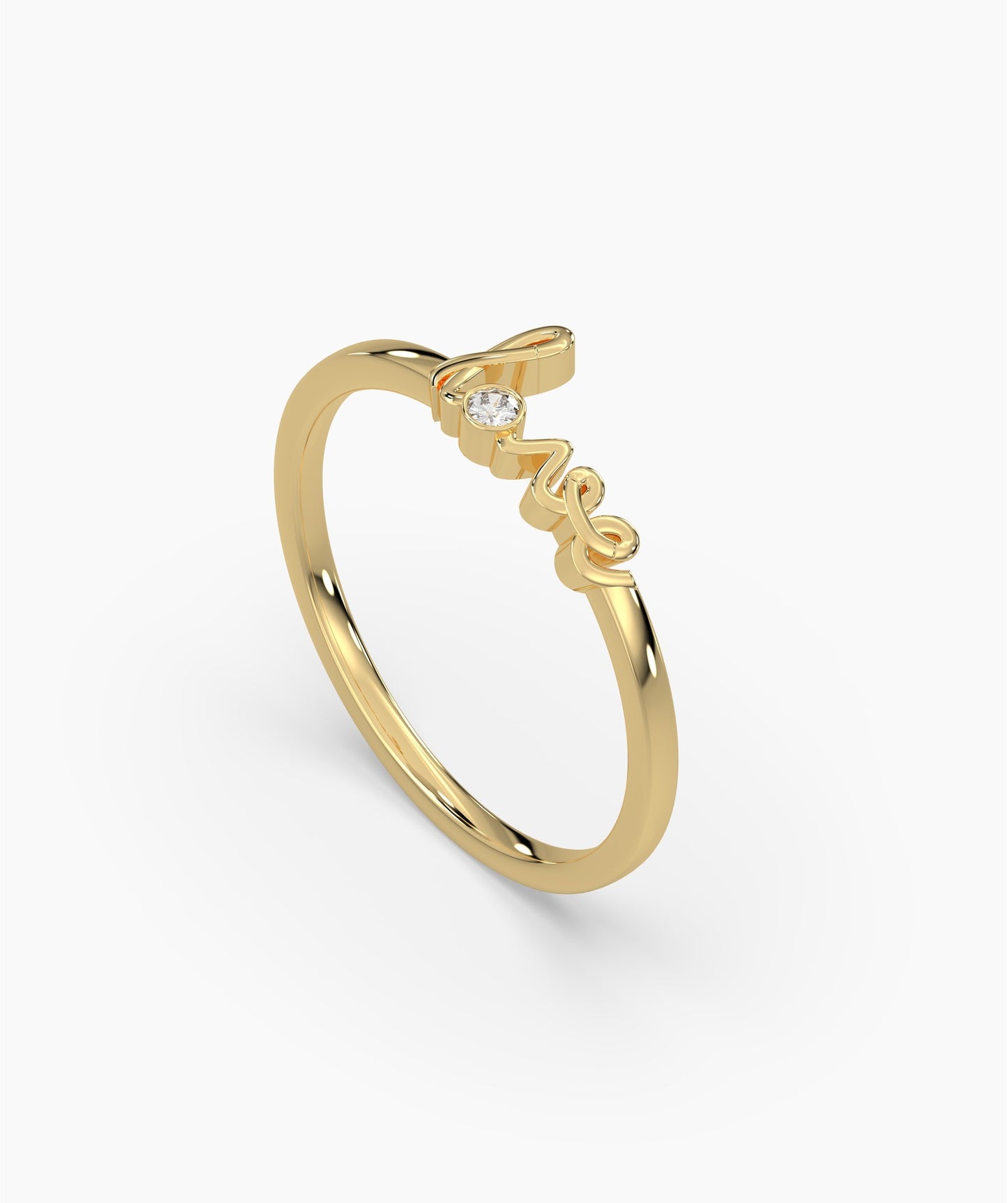 Love Script Diamond Ring