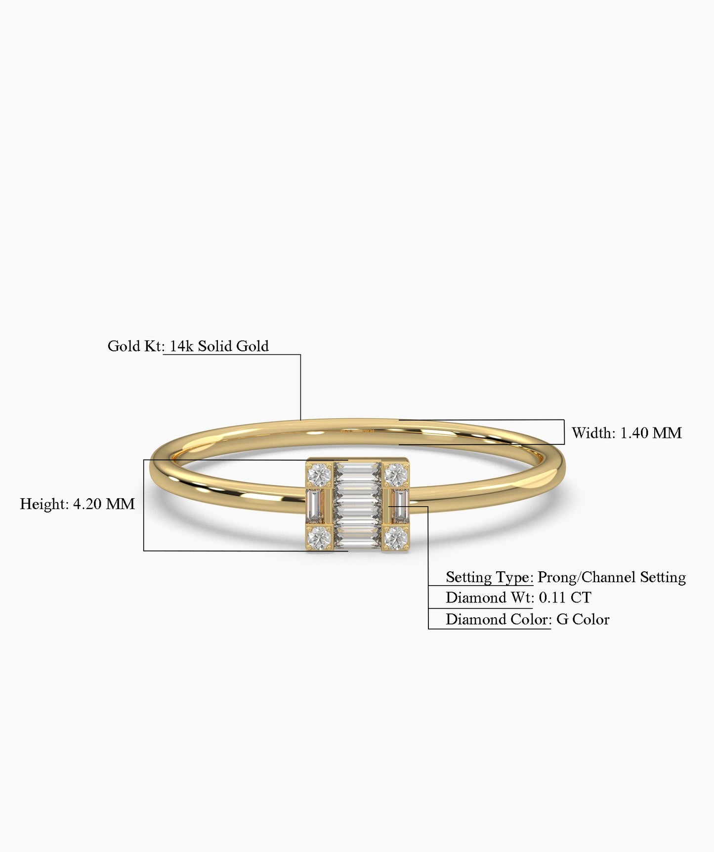 14K Gold Baguette Diamond Ring