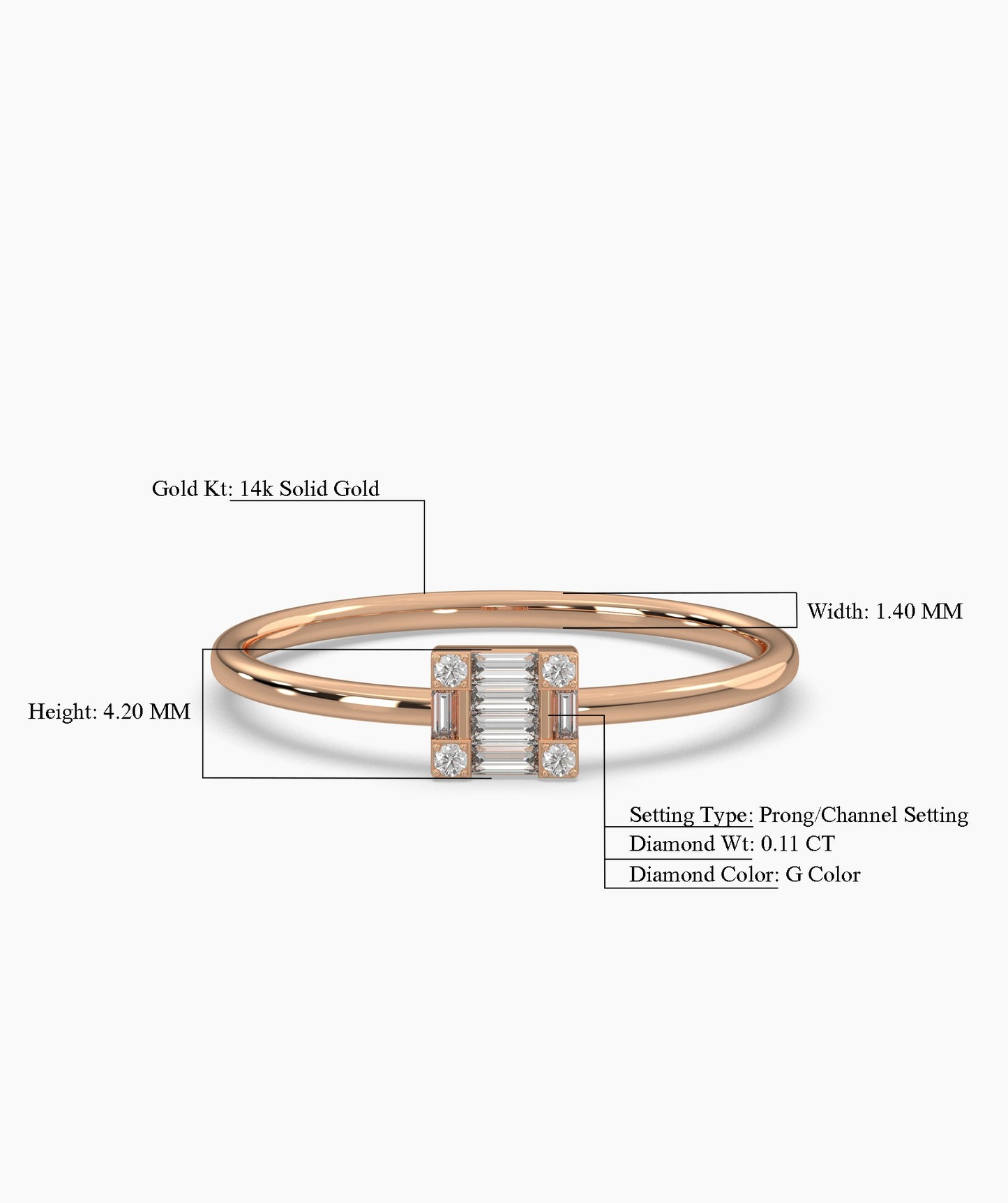 14K Gold Baguette Diamond Ring