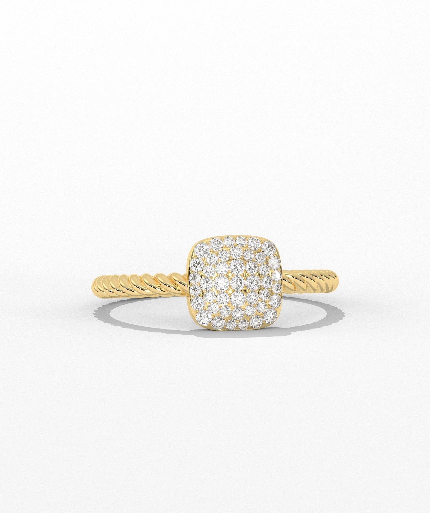 14K Gold Pavé Cushion Ring