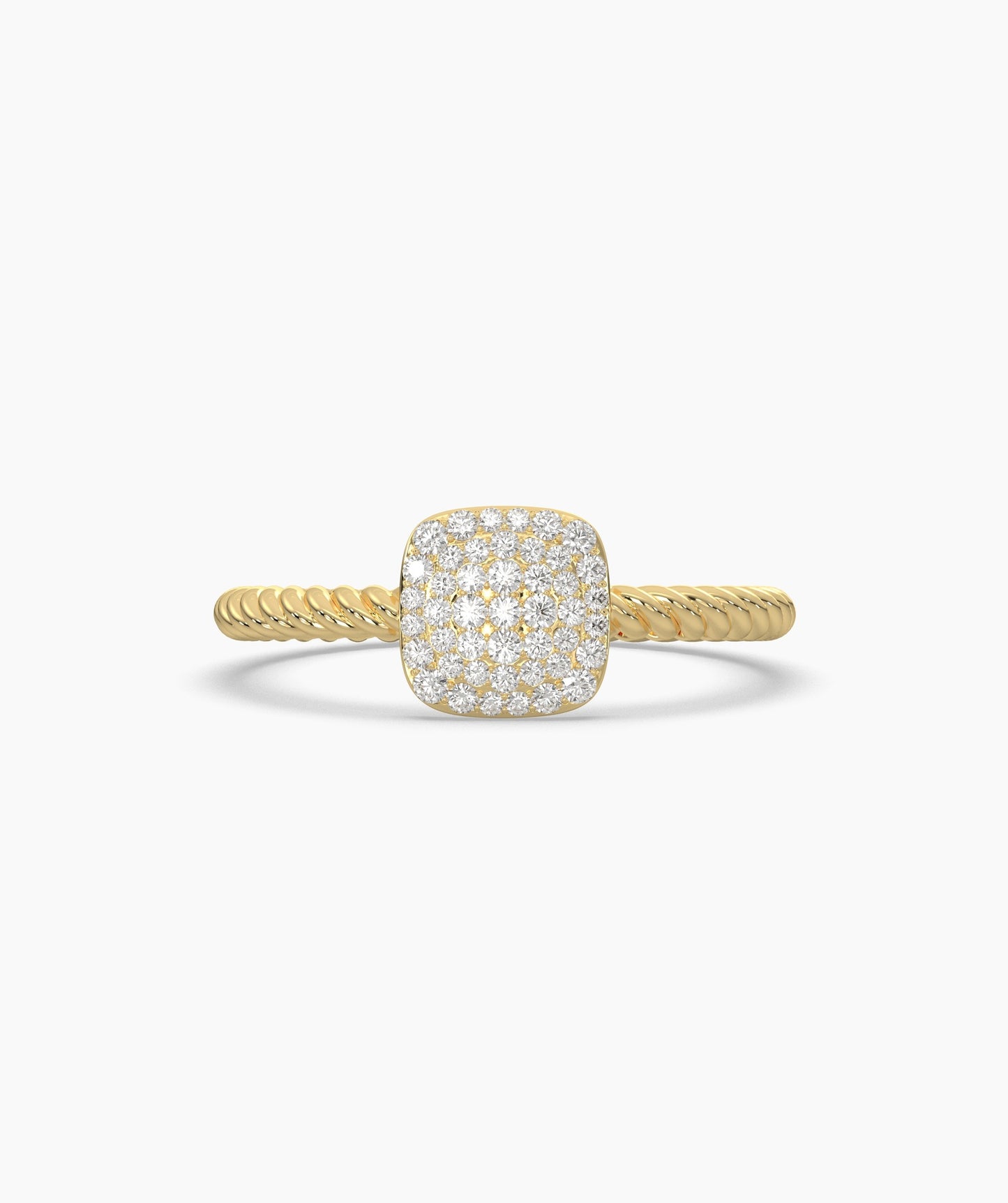 14K Gold Pavé Cushion Ring