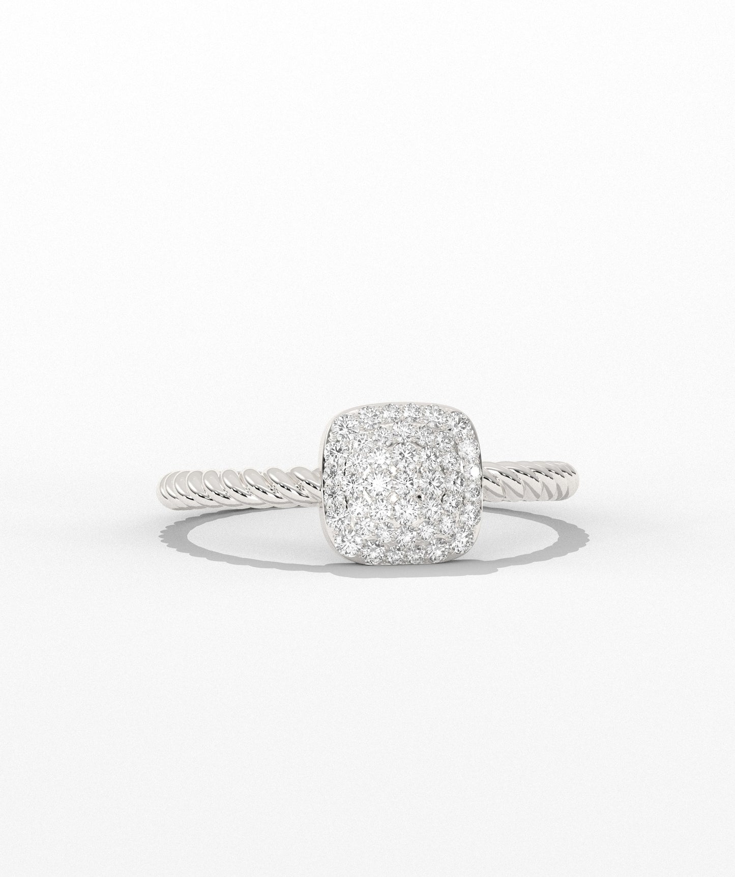 14K Gold Pavé Cushion Ring