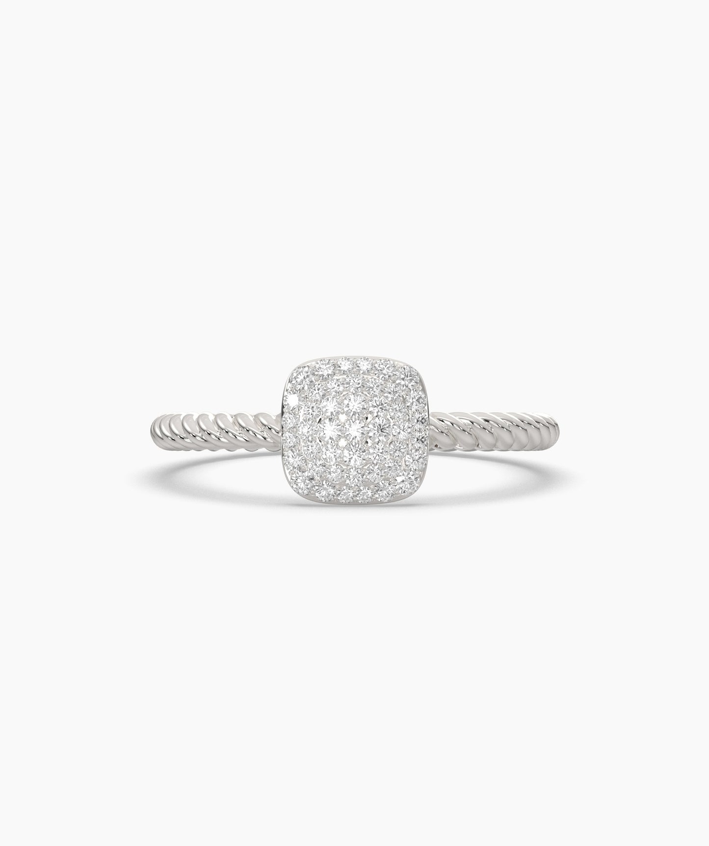 14K Gold Pavé Cushion Ring