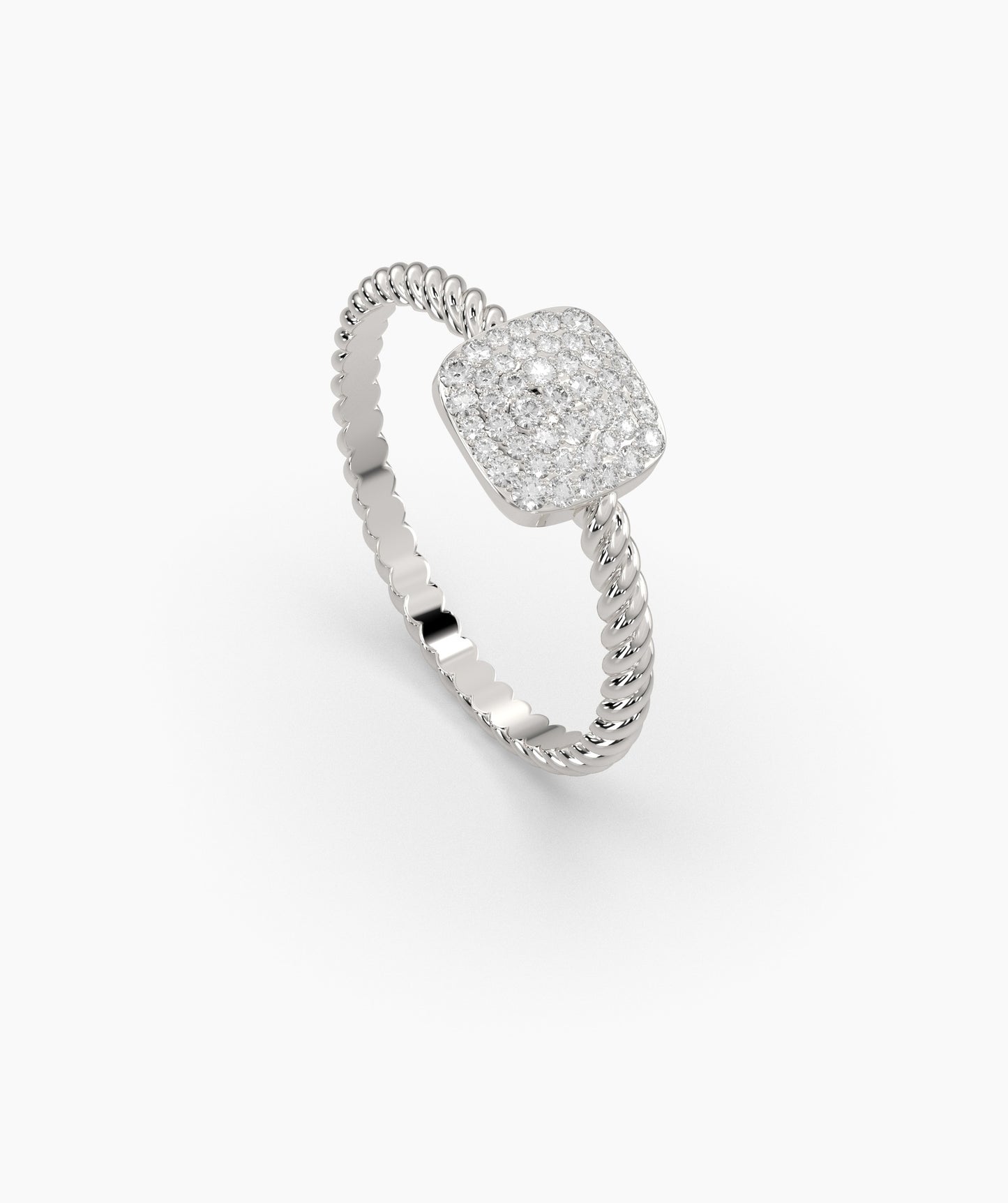 14K Gold Pavé Cushion Ring