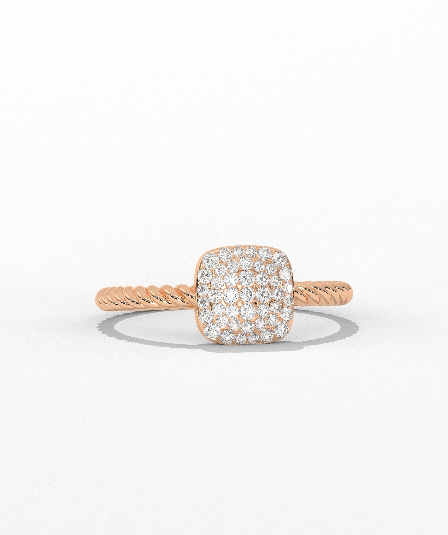 14K Gold Pavé Cushion Ring
