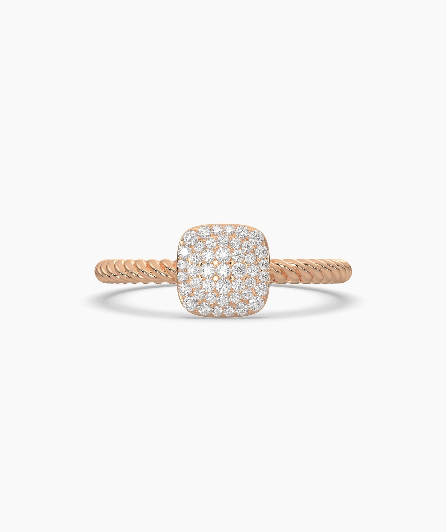 14K Gold Pavé Cushion Ring