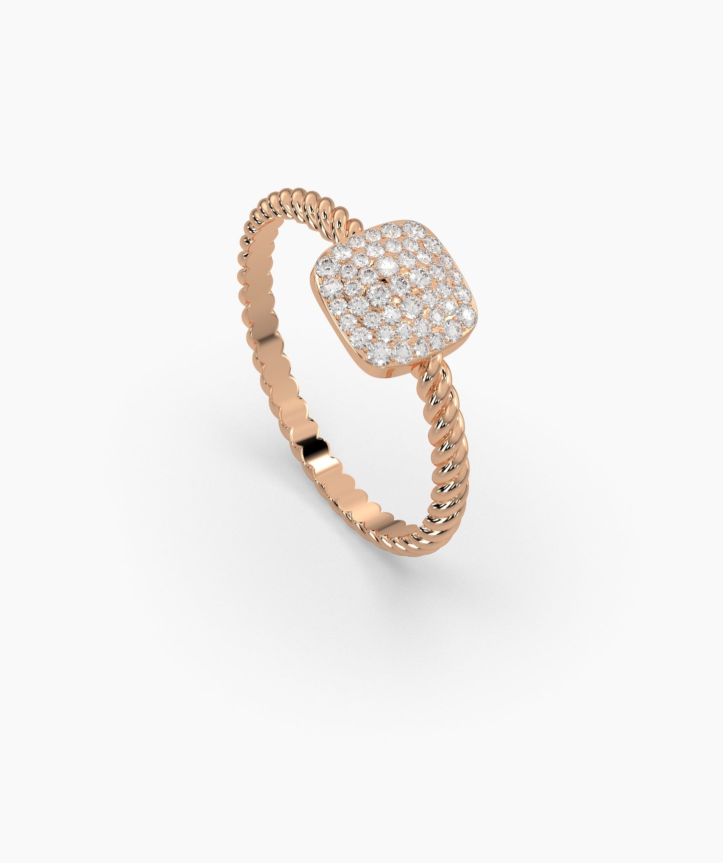 14K Gold Pavé Cushion Ring