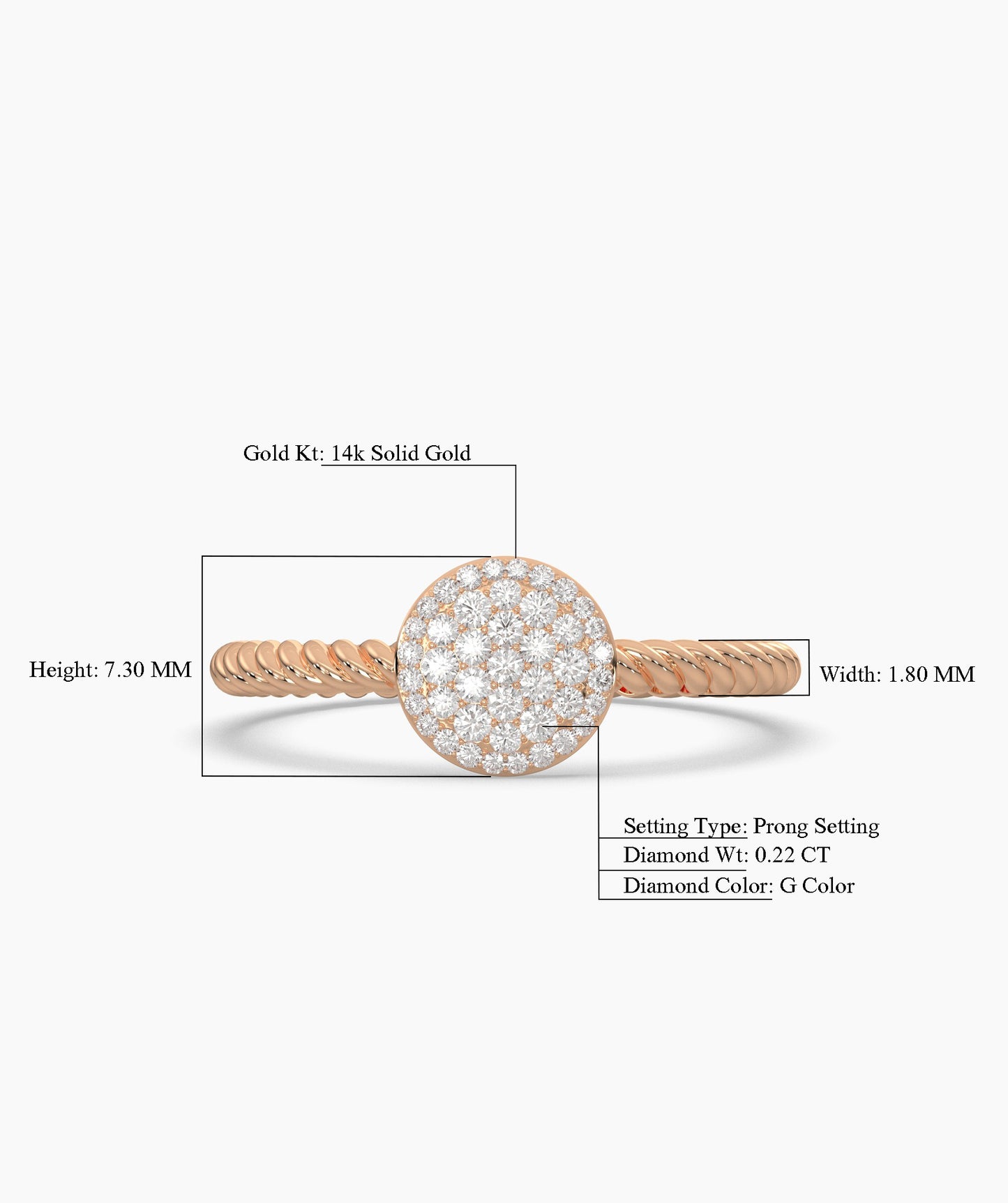 14K Gold Pavé Disc Ring