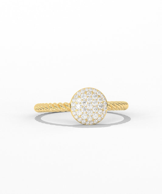 14K Gold Pavé Disc Ring
