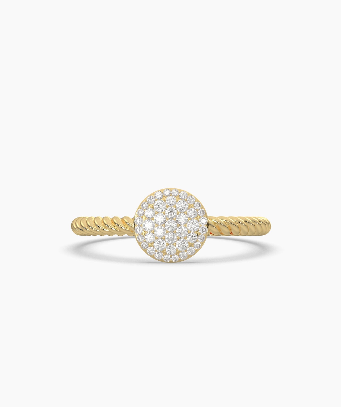 14K Gold Pavé Disc Ring