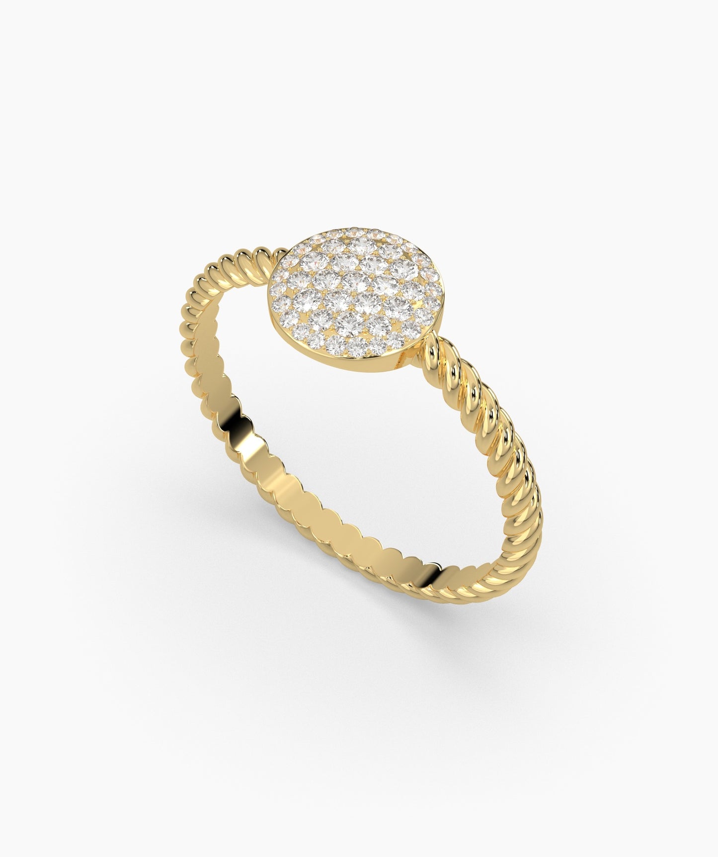 14K Gold Pavé Disc Ring