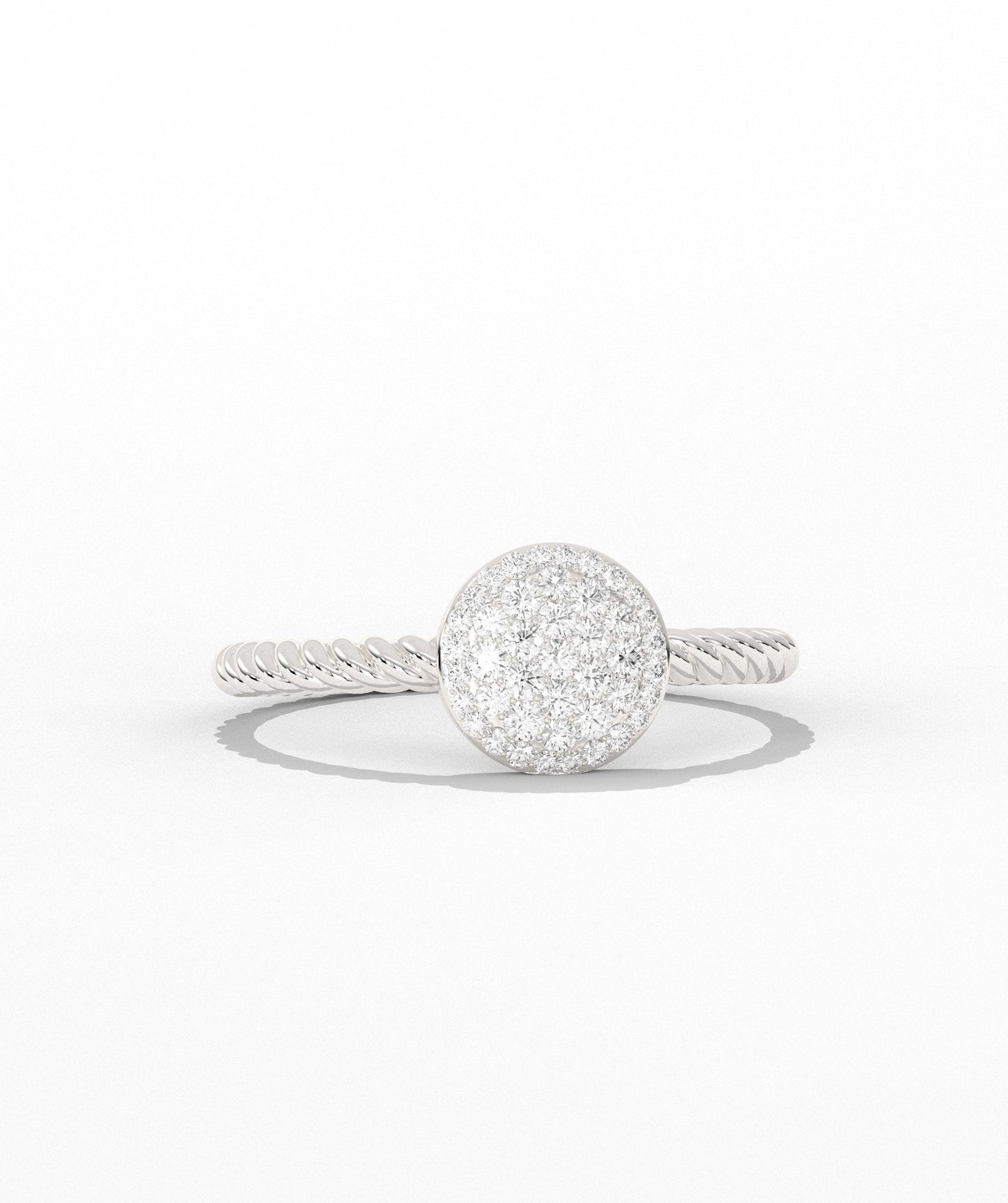 14K Gold Pavé Disc Ring