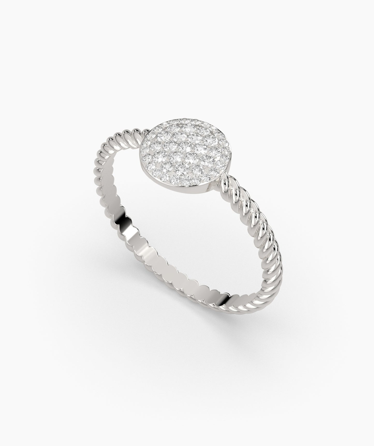 14K Gold Pavé Disc Ring