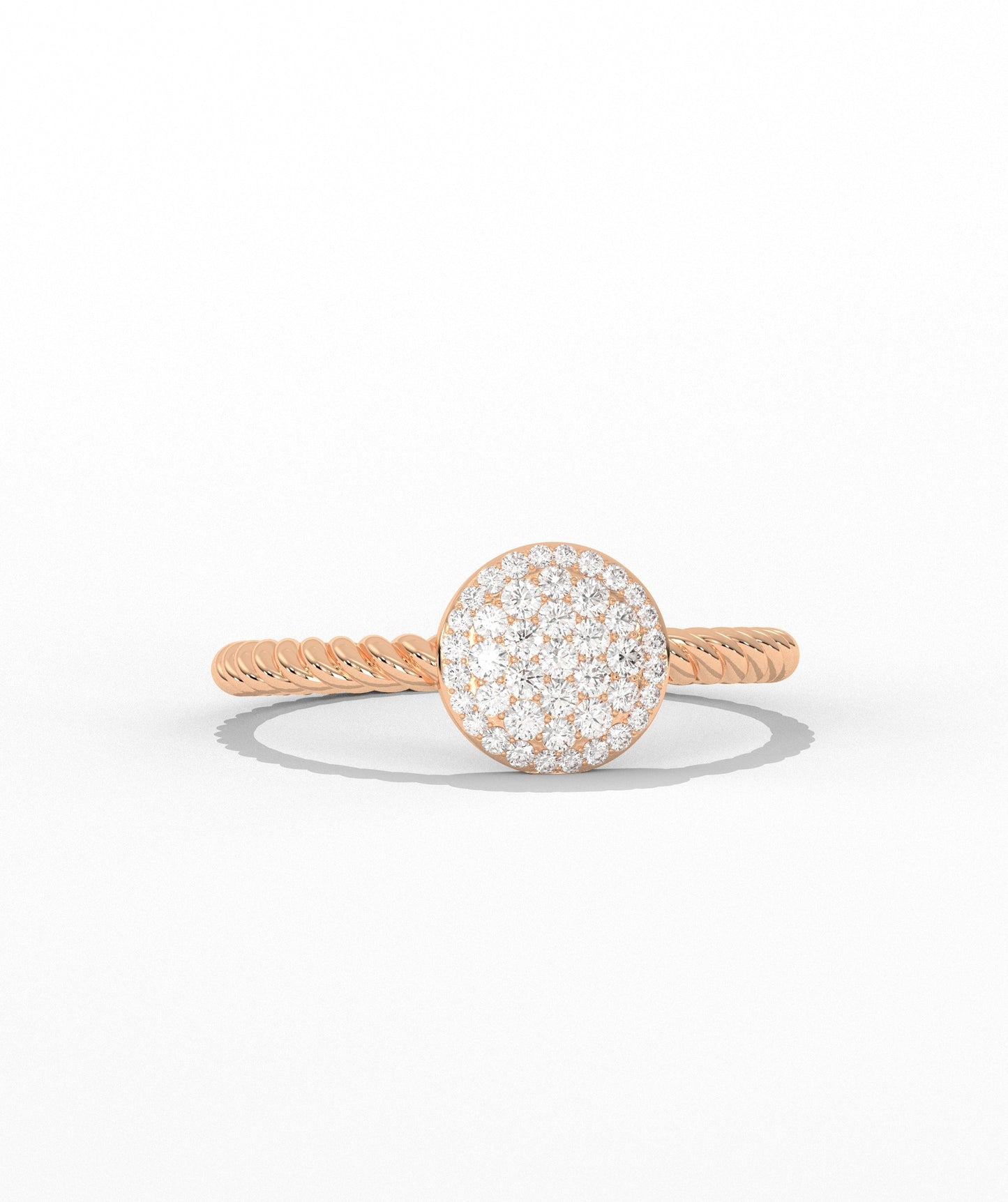 14K Gold Pavé Disc Ring