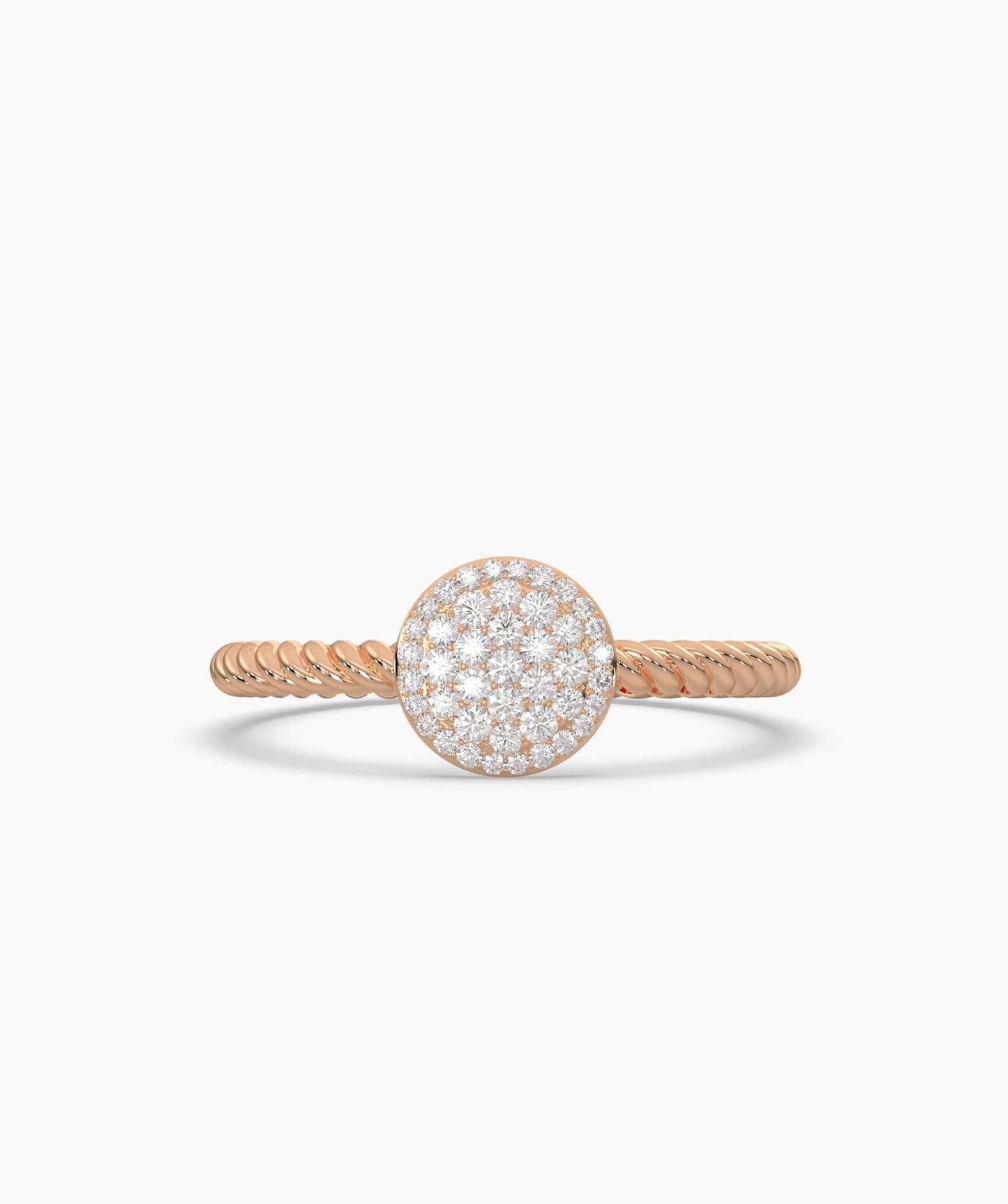 14K Gold Pavé Disc Ring
