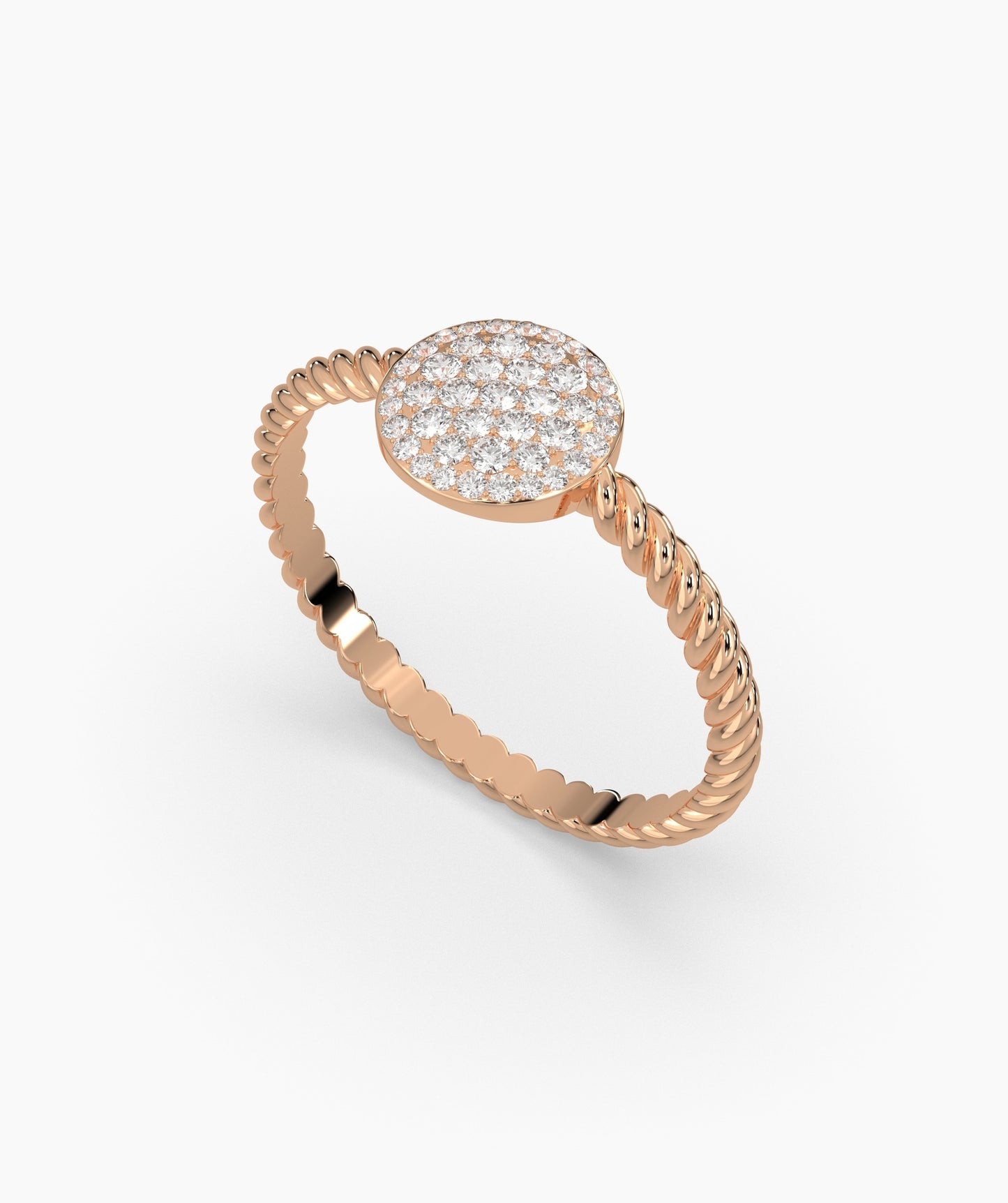 14K Gold Pavé Disc Ring