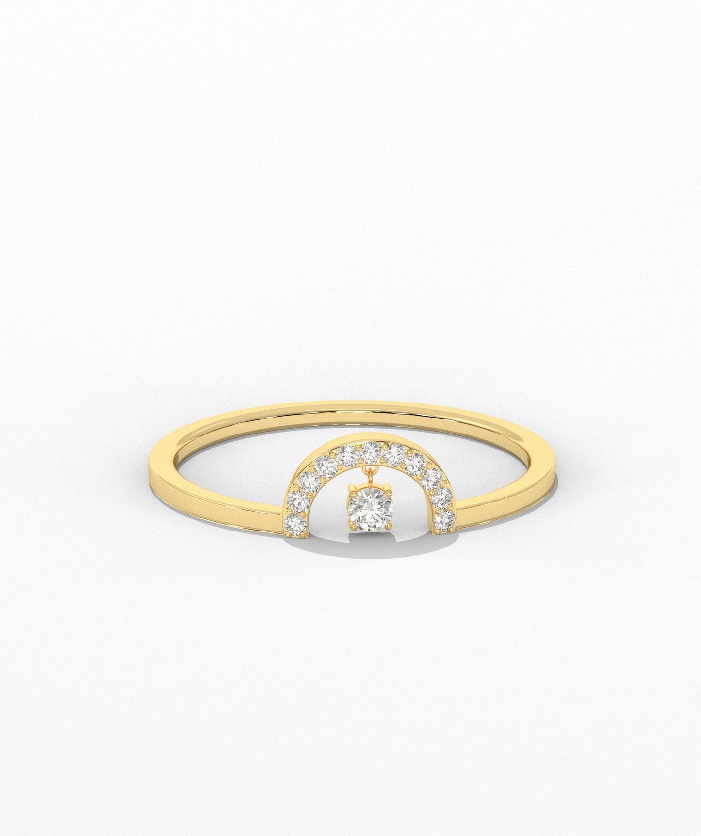 Pavé Arch Ring with Center Diamond