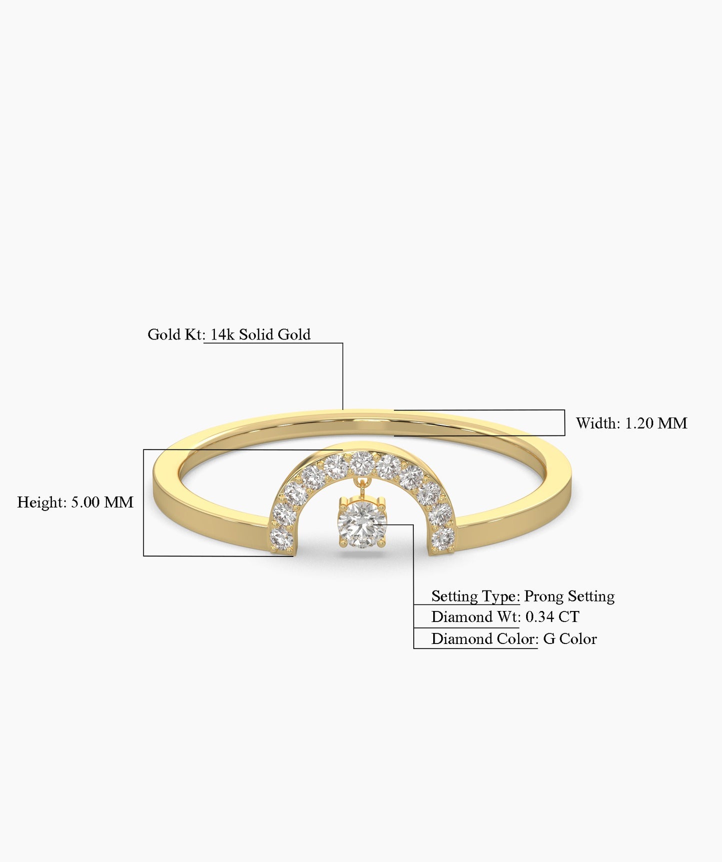 Pavé Arch Ring with Center Diamond
