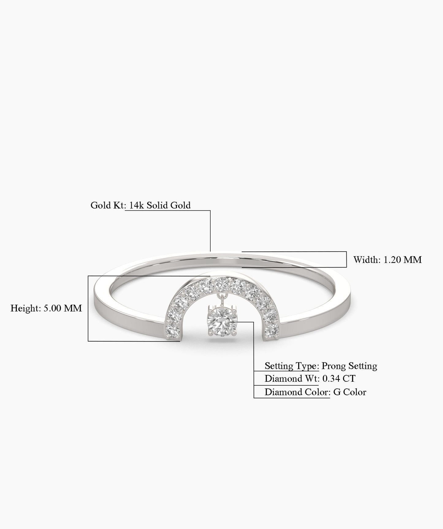 Pavé Arch Ring with Center Diamond