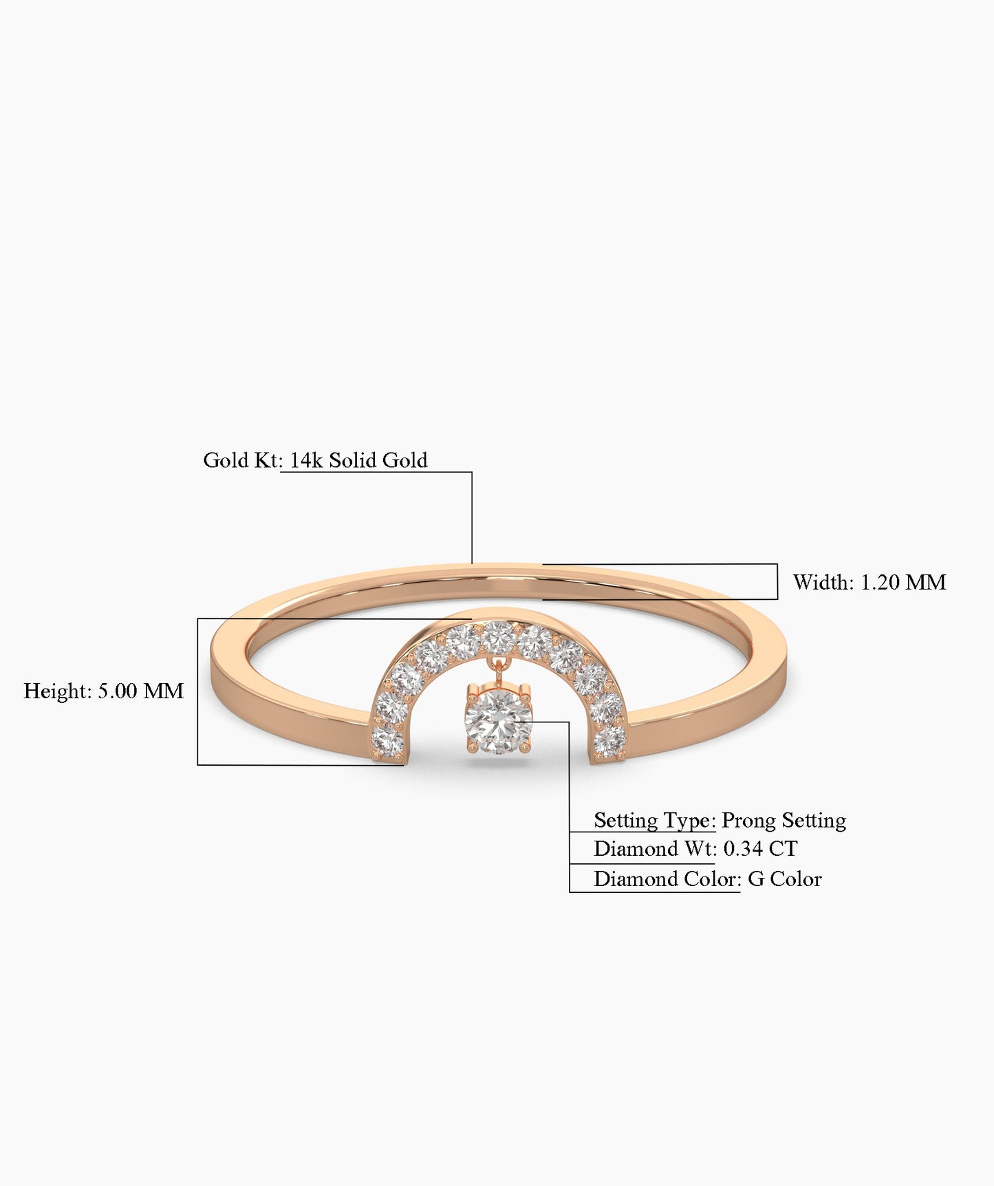 Pavé Arch Ring with Center Diamond