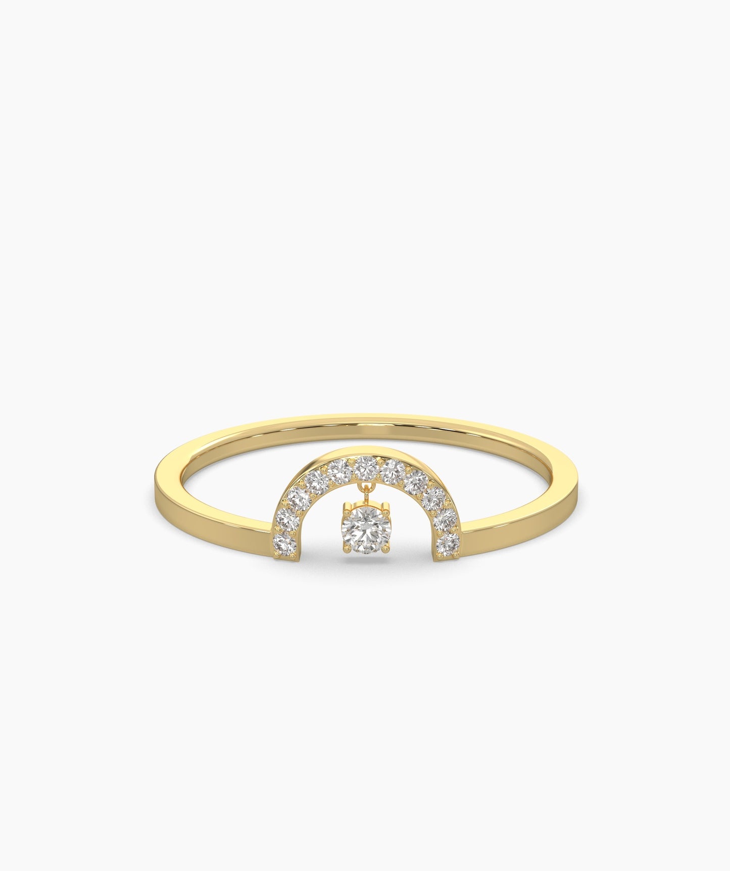 Pavé Arch Ring with Center Diamond