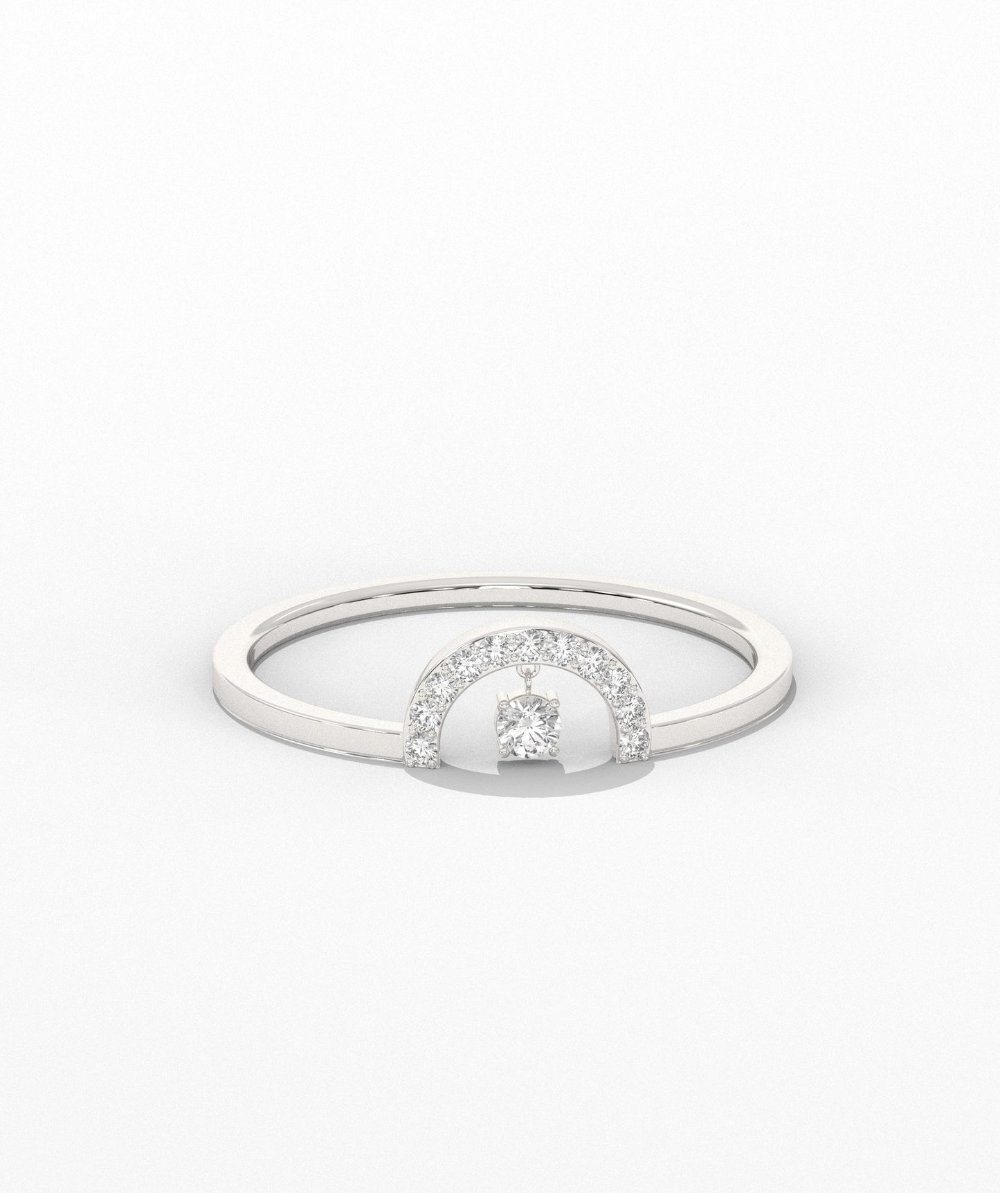 Pavé Arch Ring with Center Diamond